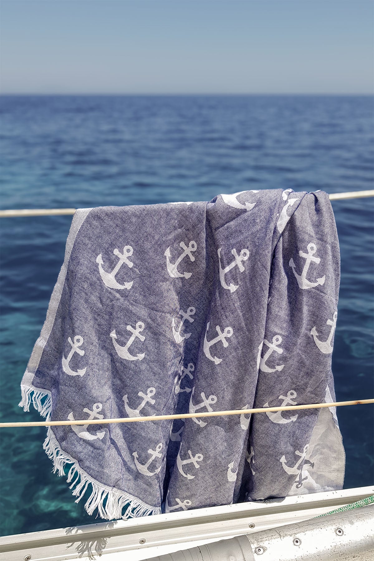 Anchor Jacquard Pestemal Turkish Towel w/ Carry Bag Large