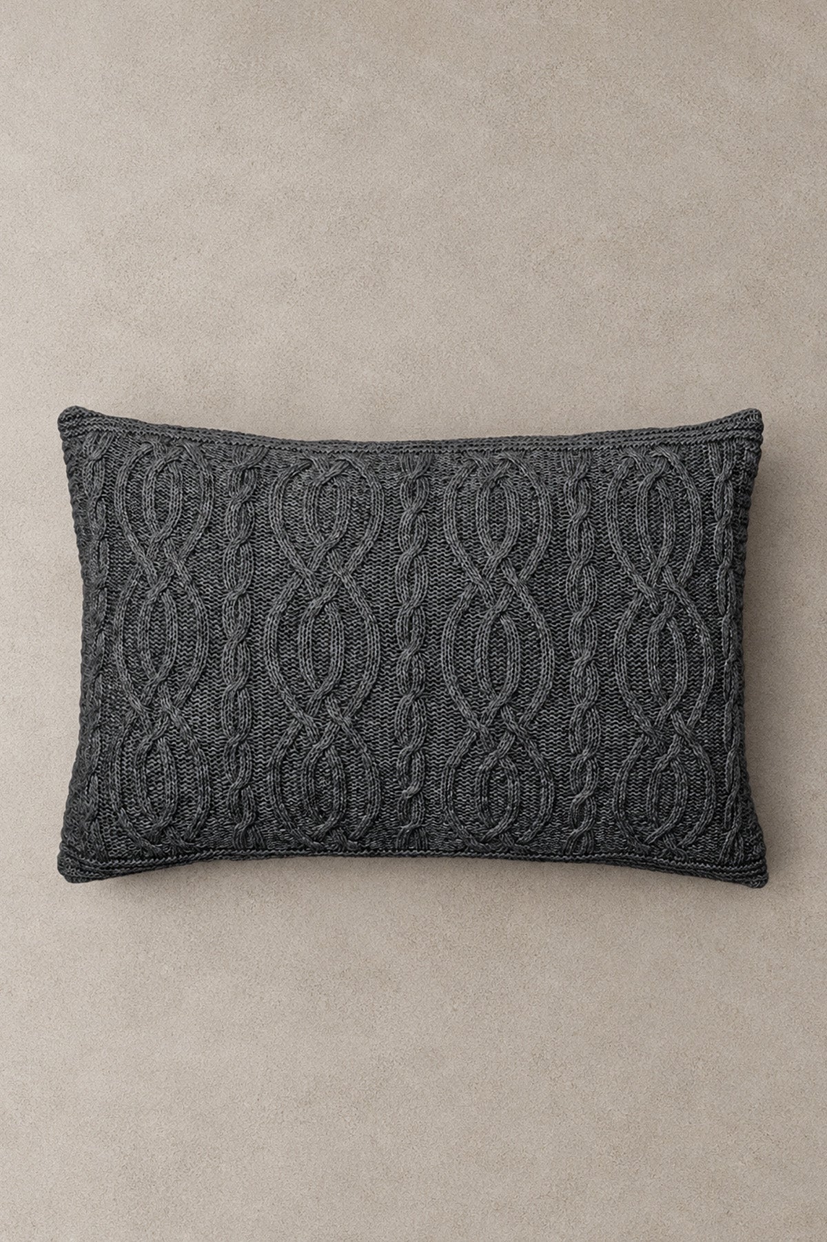 Cable Wool Blend Knit Cushion Cover Grey