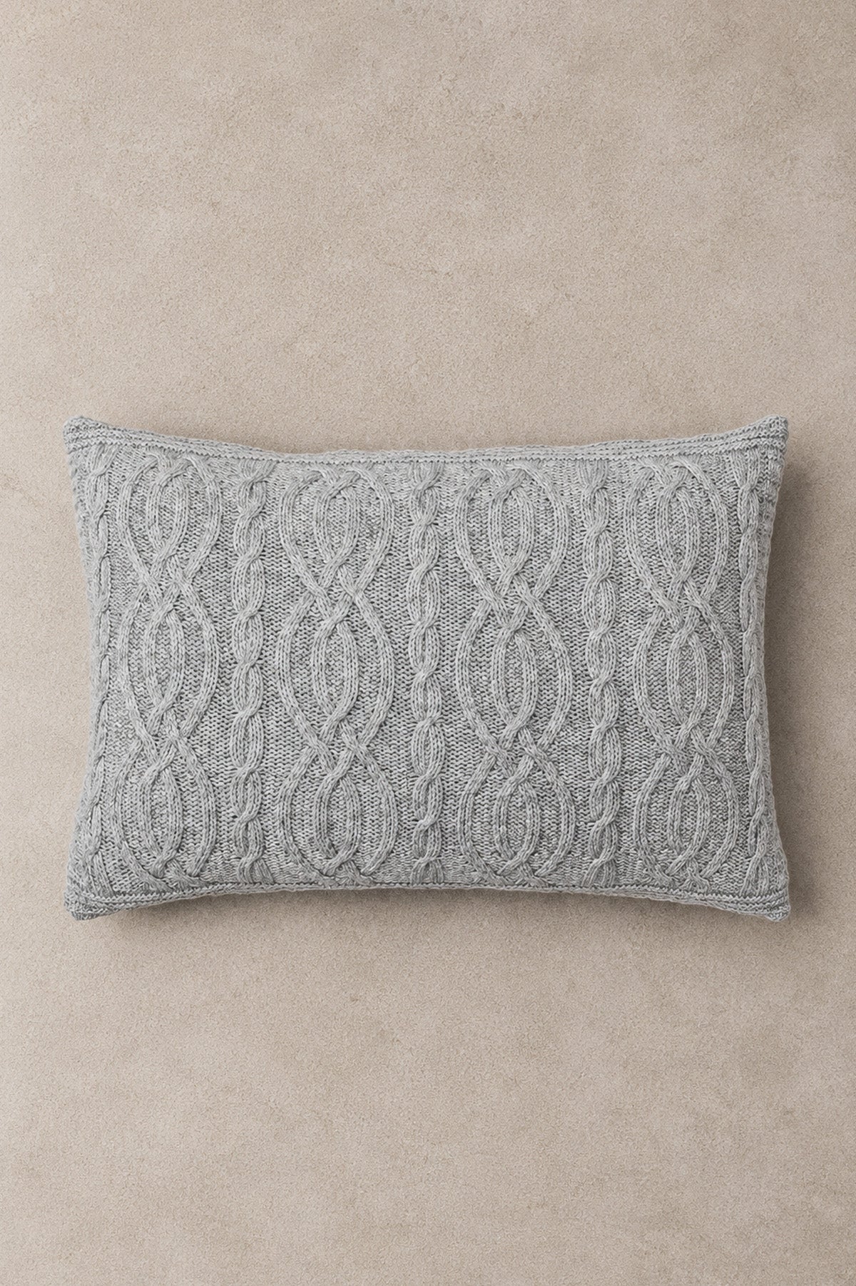Cable Wool Blend Knit Cushion Cover Lt.Grey