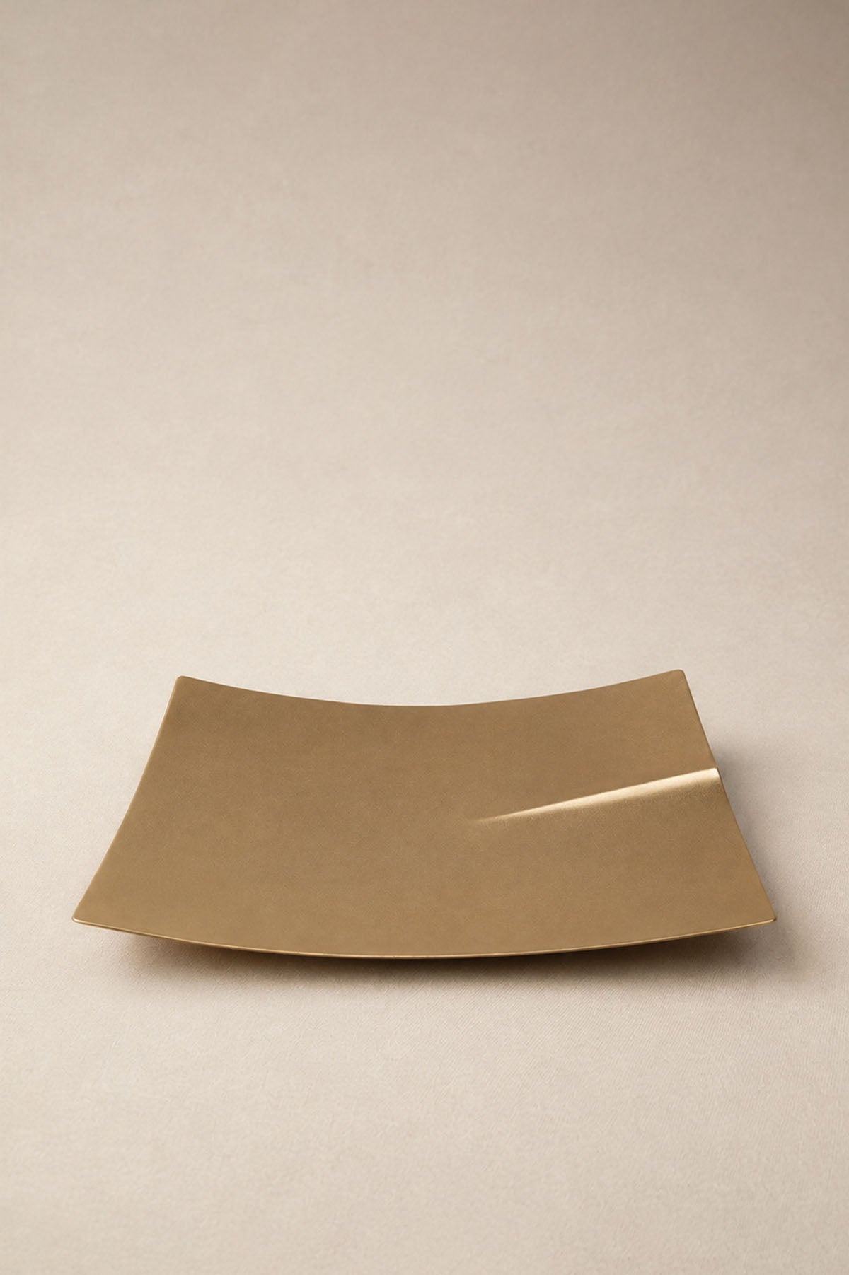 Crease Rectangular Matt Brass Plated Metal Decorative Object 15x22 cm