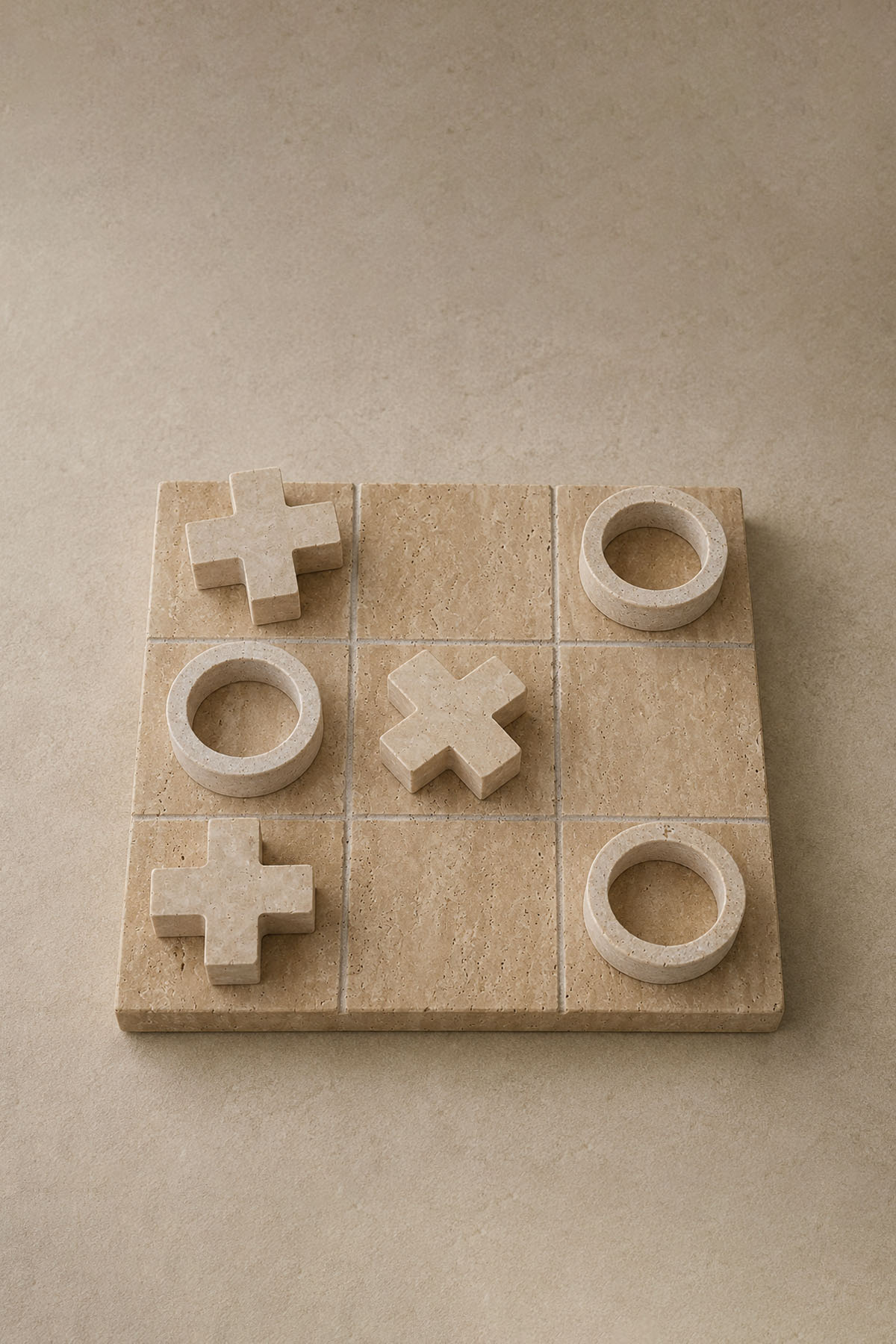 Decorative Travertine Tic-Tac-Toe / XOX Set