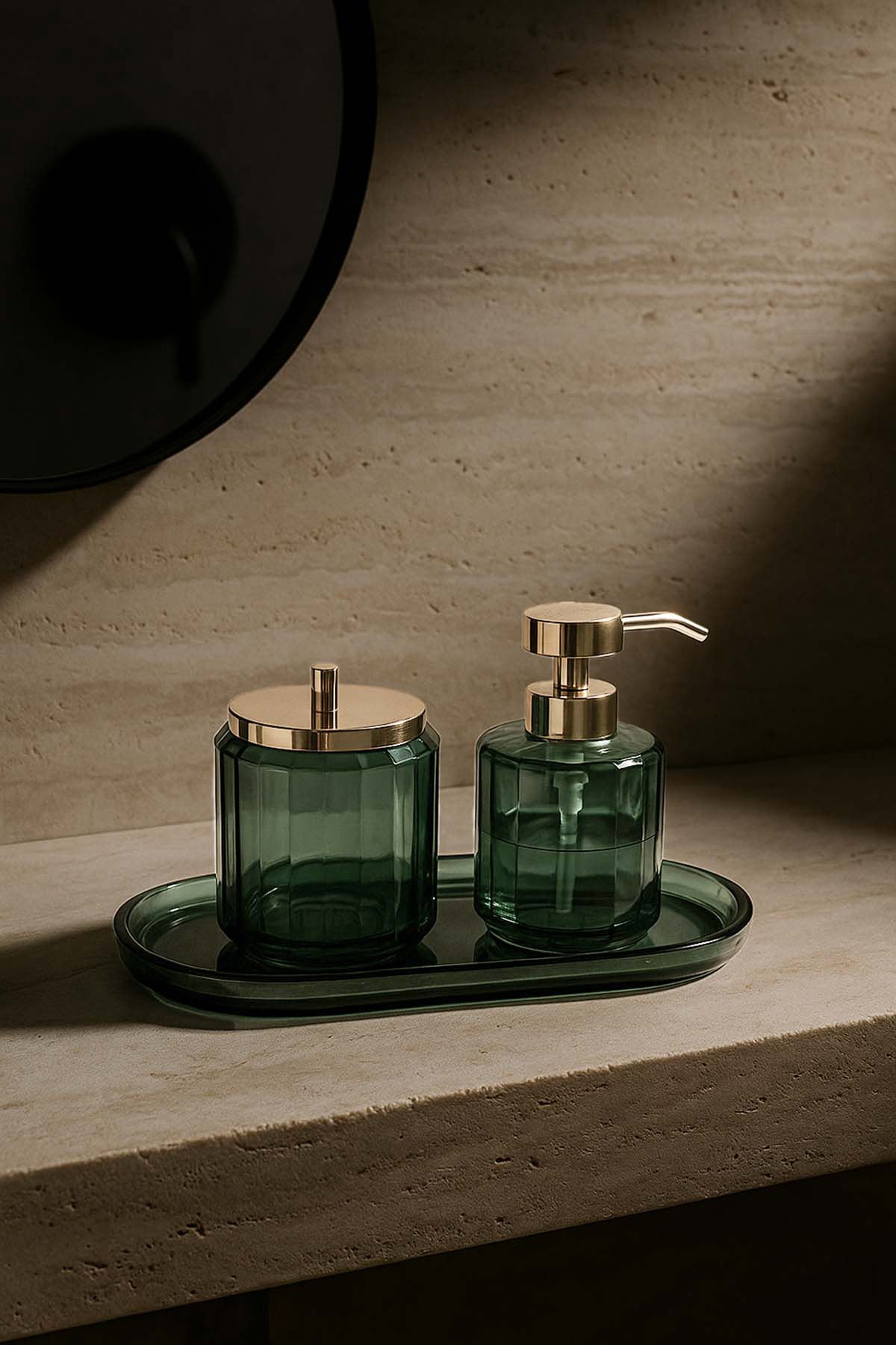 Emerald Glass Bathroom Set