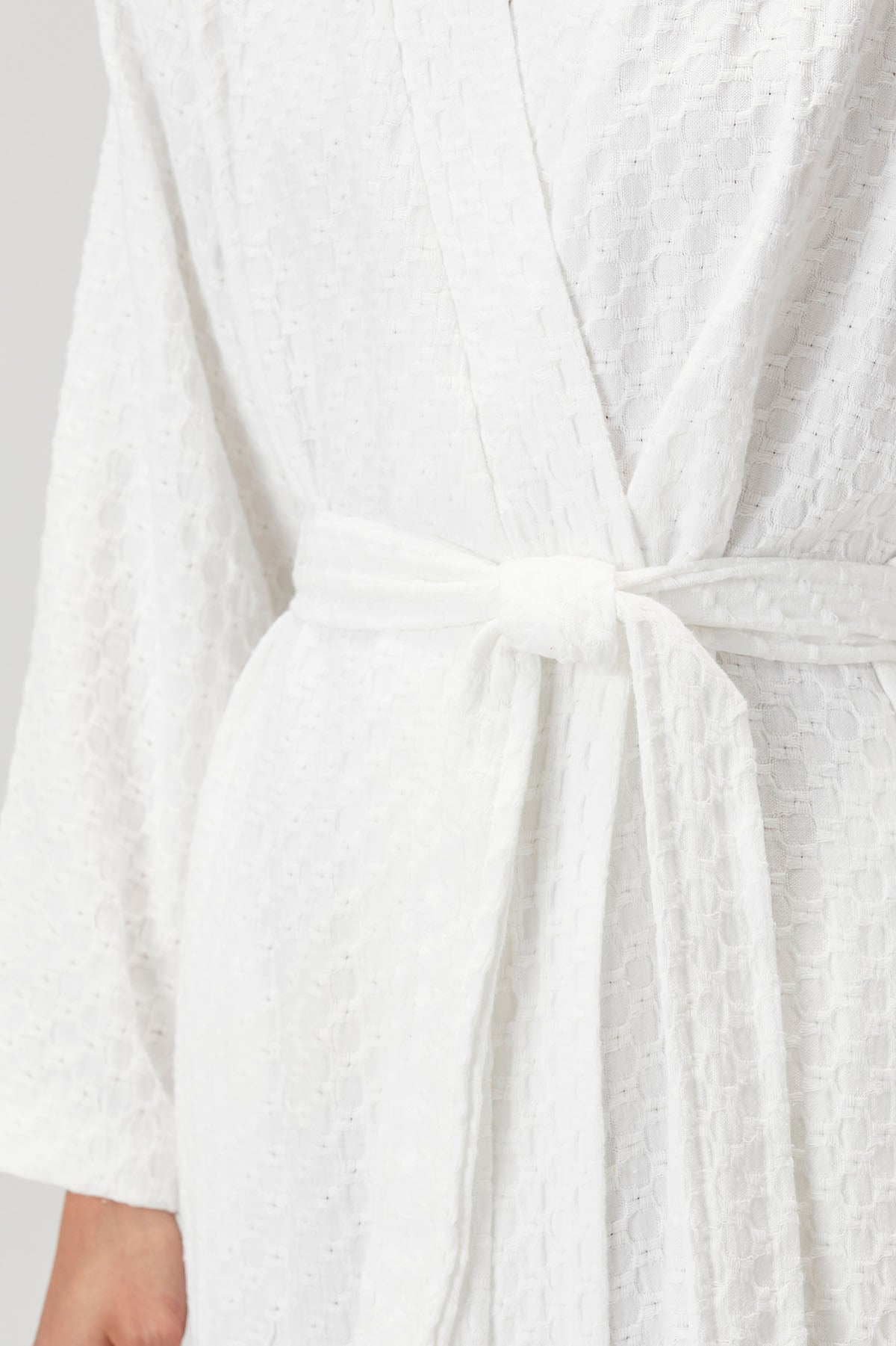 Honeycomb Waffle Cotton Robe White