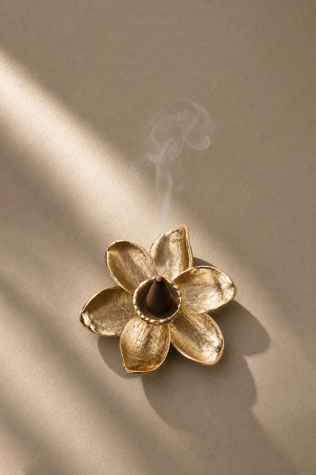 Orchid Flower Brass Incense Holder Decorative Object