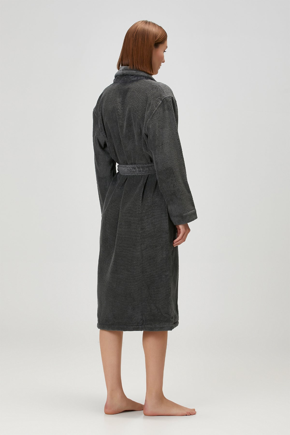 Terry Unisex Shawl Collar Bathrobe Dark Grey