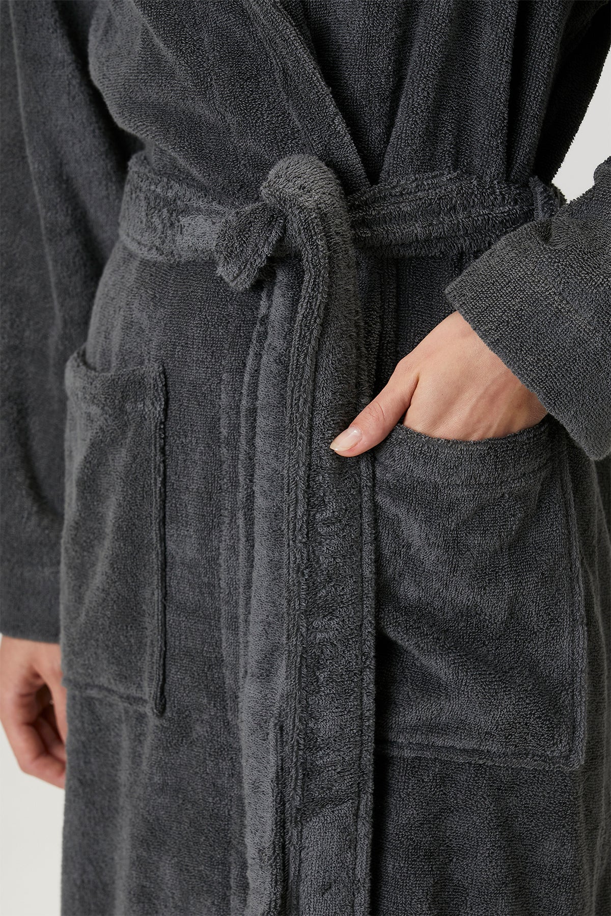 Terry Unisex Shawl Collar Bathrobe Dark Grey