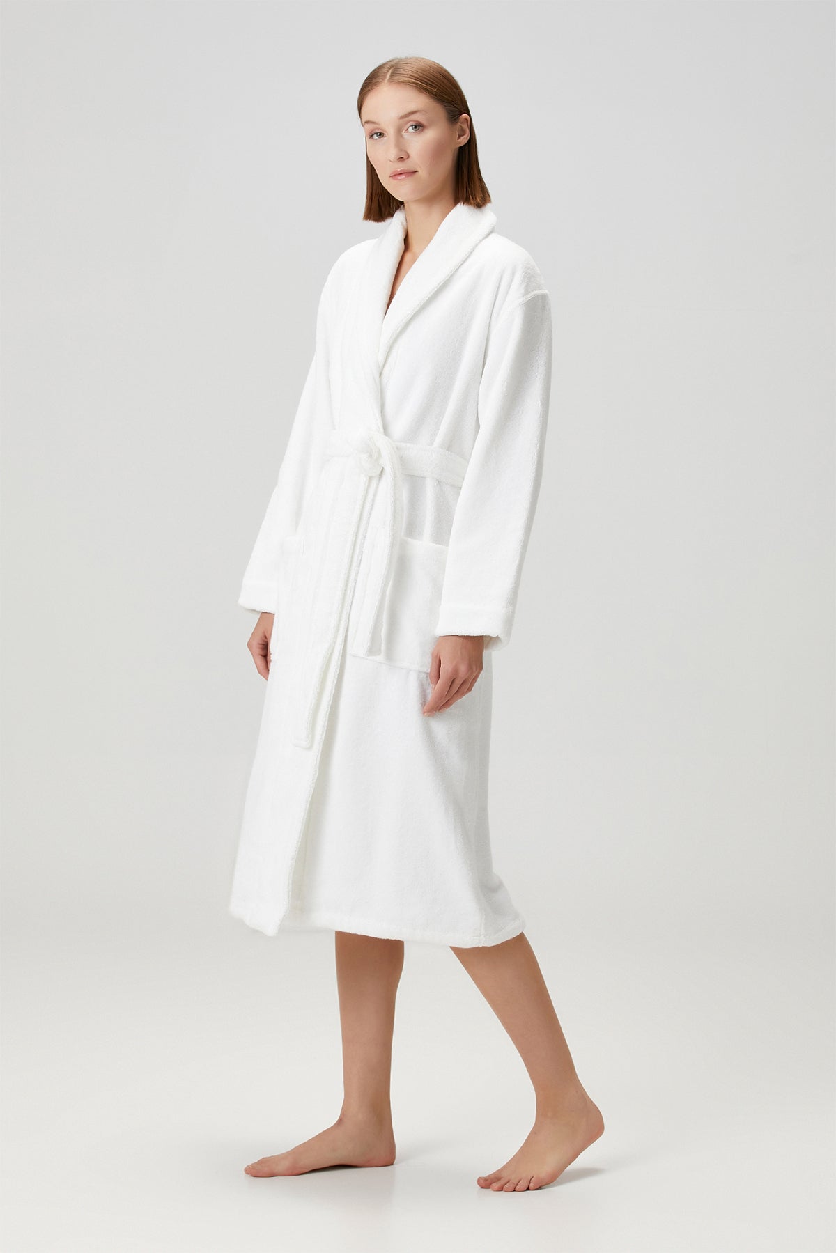 Terry Unisex Shawl Collar Bathrobe White