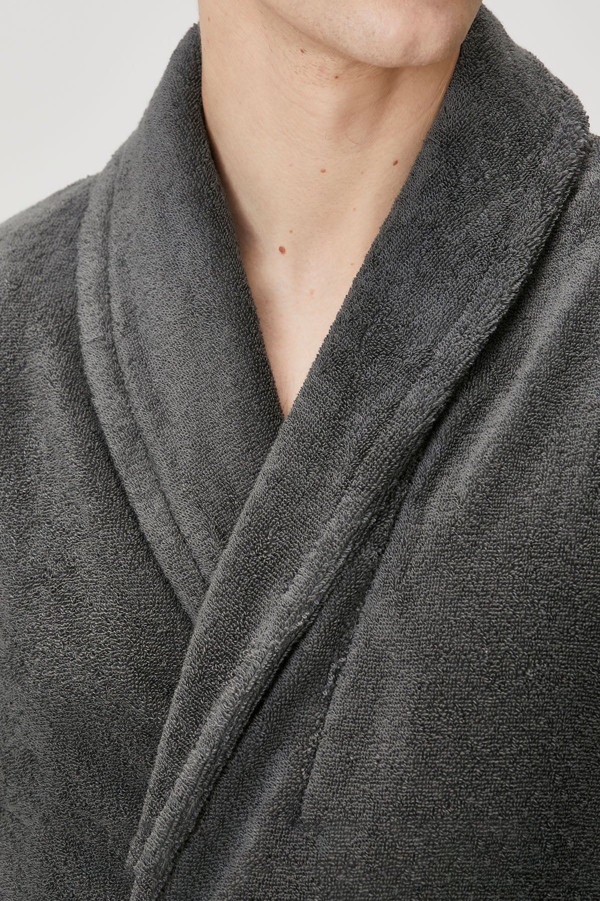 Terry Unisex Shawl Collar Bathrobe Dark Grey