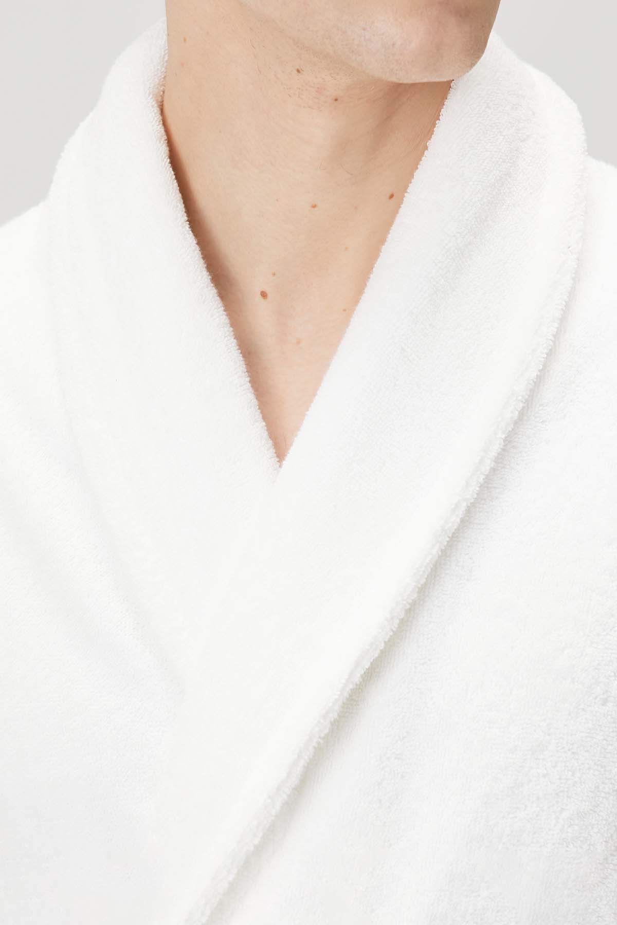 Terry Unisex Shawl Collar Bathrobe White