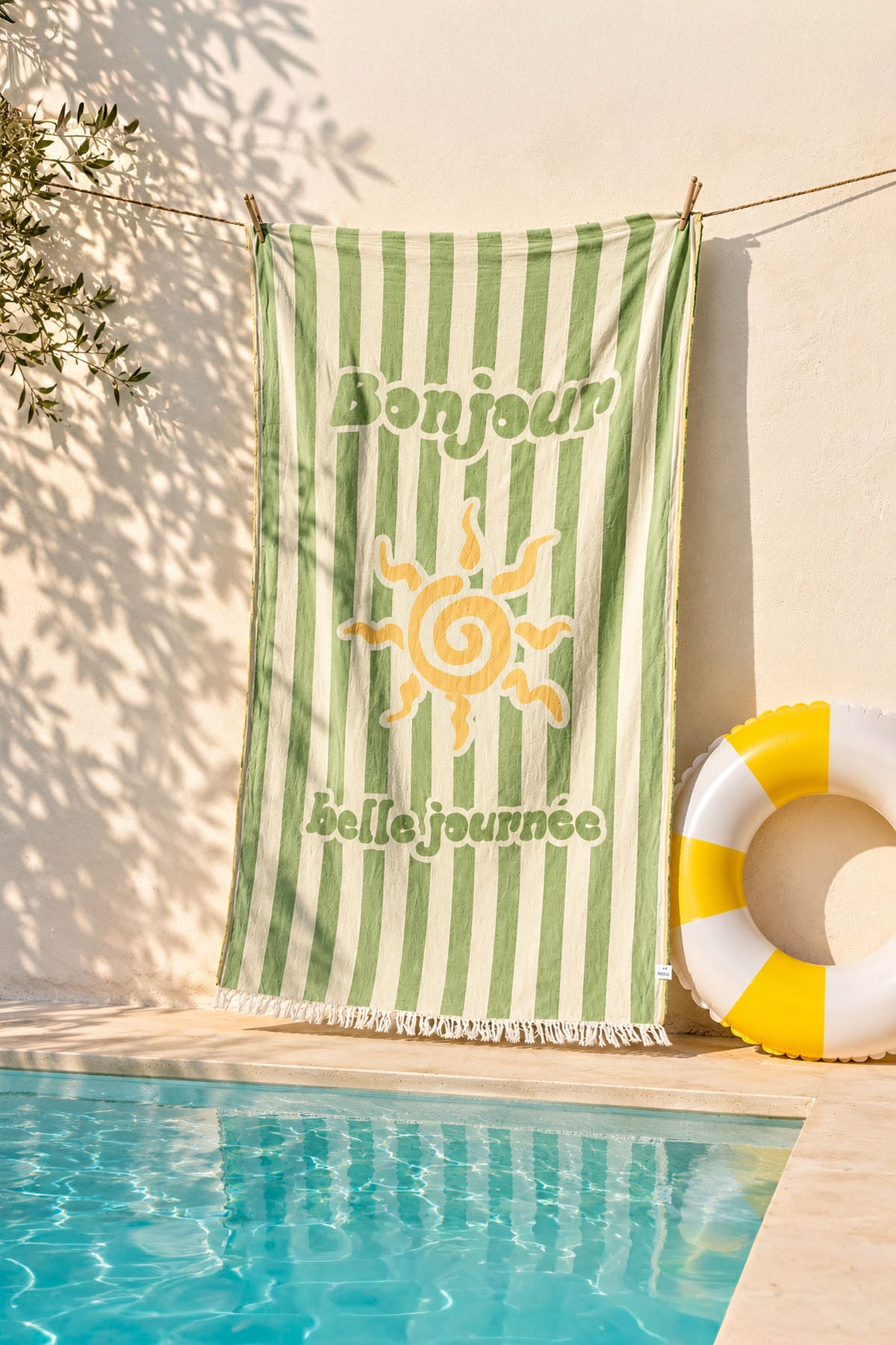 Wavy Block Sunshine Pestemal Turkish Towel w/ Carry Bag