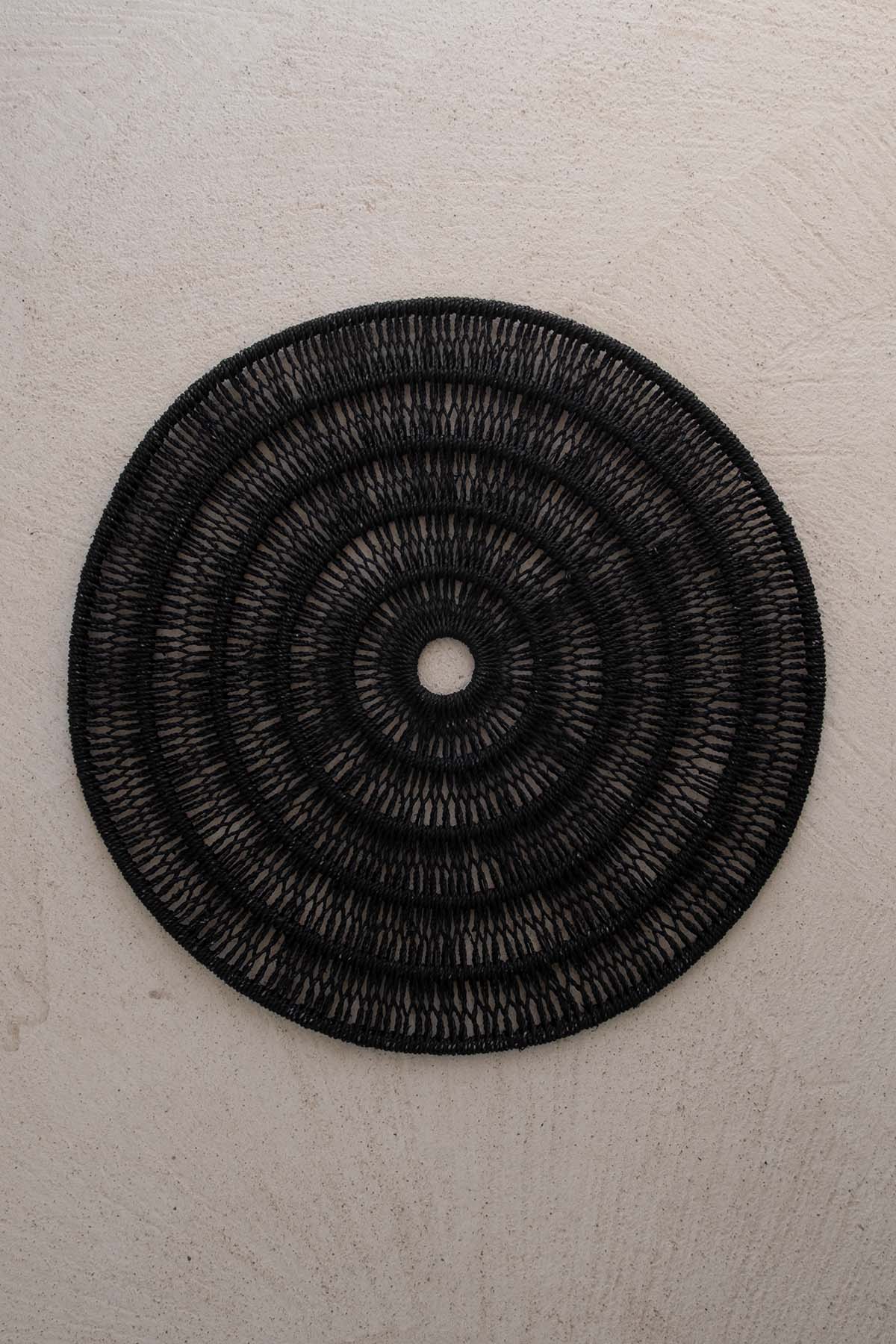 Agel Open Weave Rattan Round Placemat Black