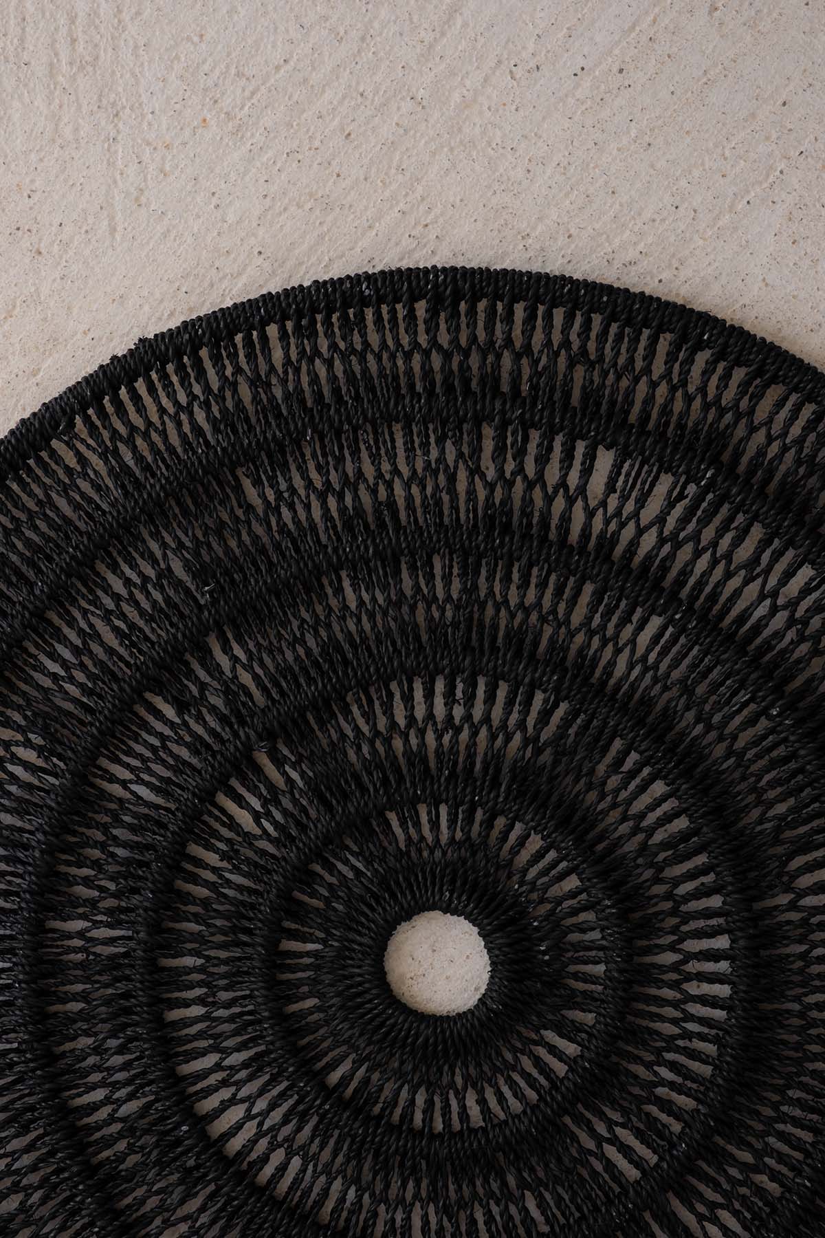 Agel Open Weave Rattan Round Placemat Black