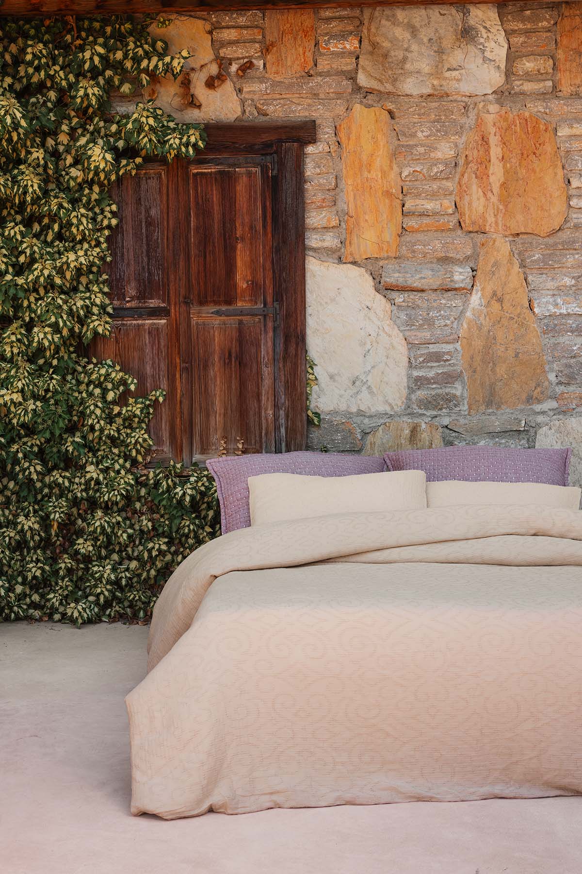 Damask Jacquard Waffle Duvet Cover Nougat