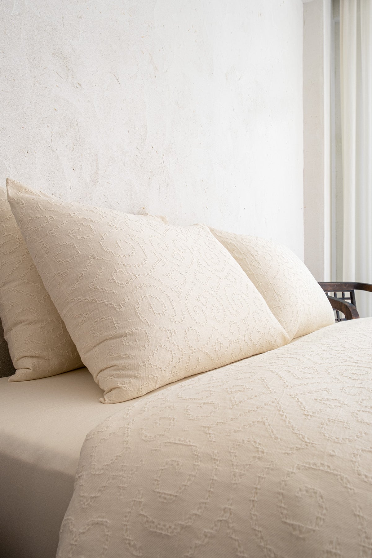 Damask Waffle Pillowcase Set Of 2 Cream