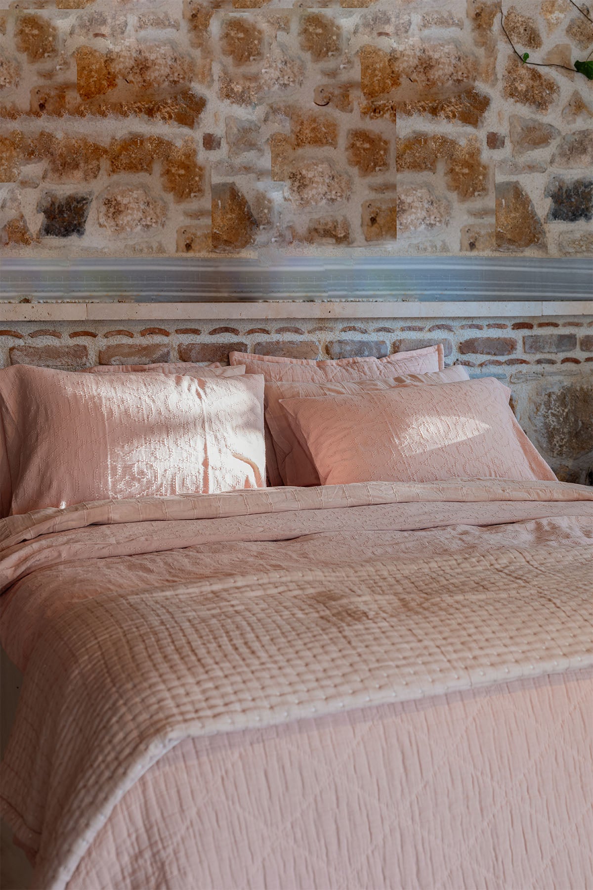 Damask Jacquard Waffle Duvet Cover Transcented Pink