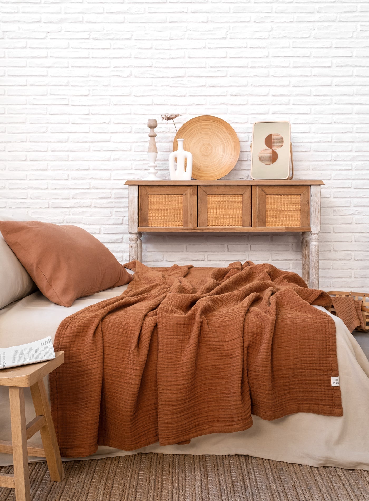 Linen Gauze Throw Terra