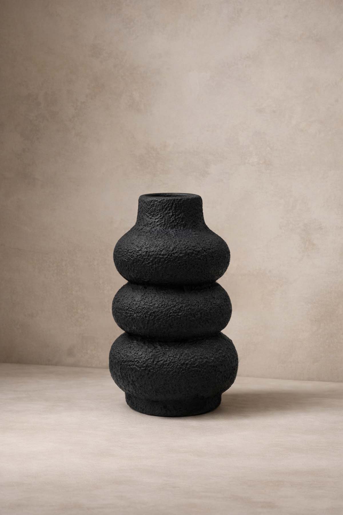 Aios  Sculptural Terracotta Vase Black