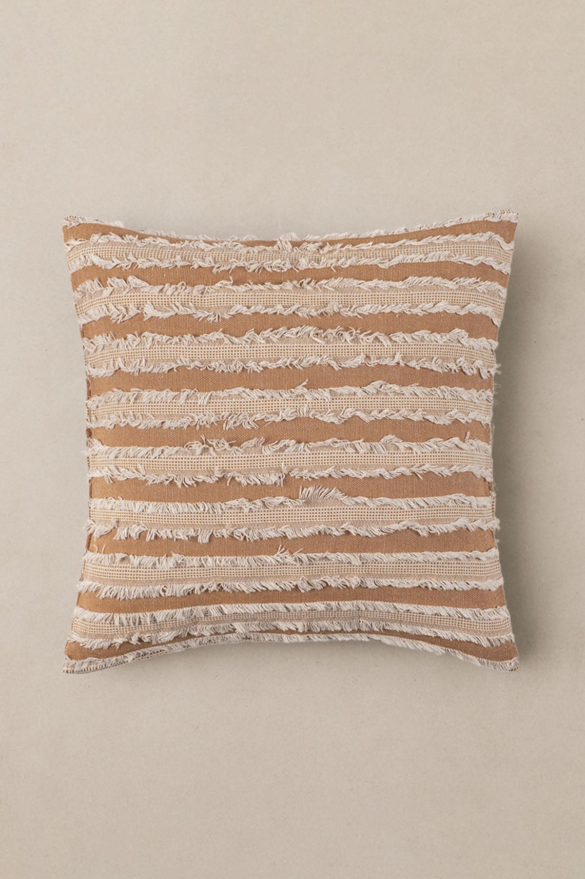 Ascella Fringed Textured Cushion Cover Camel