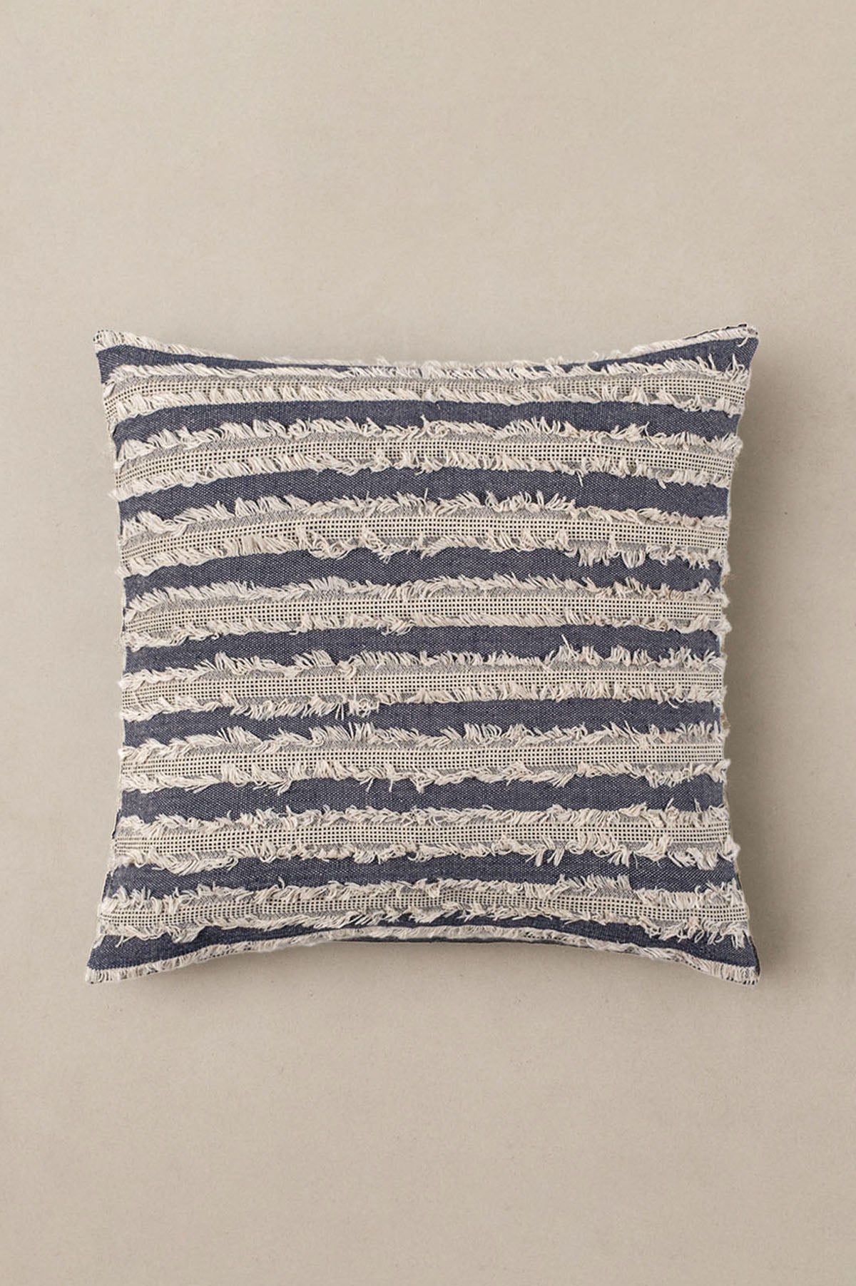 Ascella Fringed Textured Cushion Cover Navy