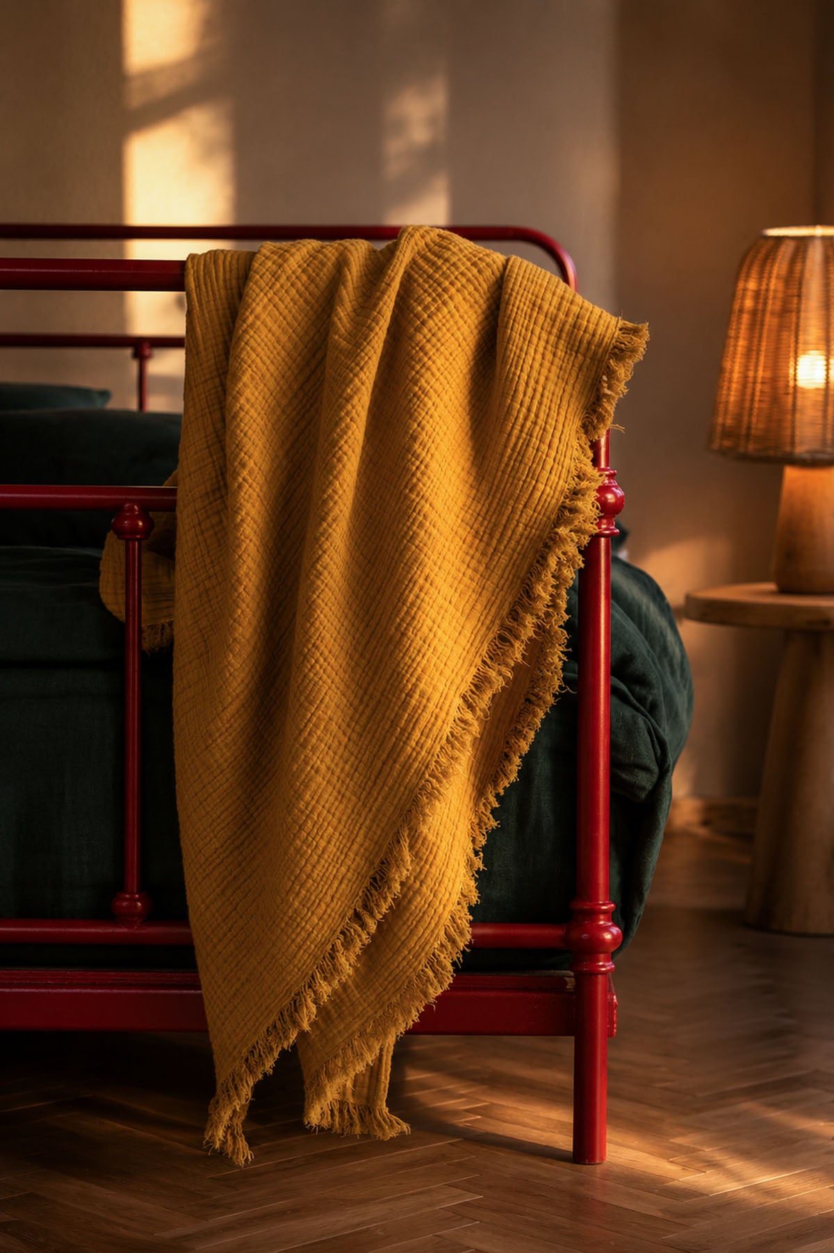 Cocoon Gauze Bed Cover Curry