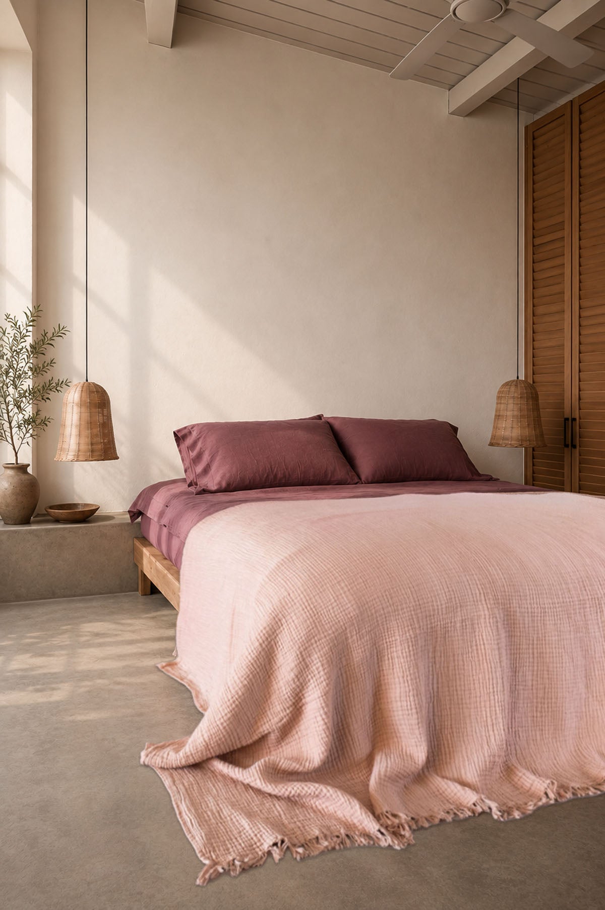 Cocoon Gauze Bed Cover Canyon Pink