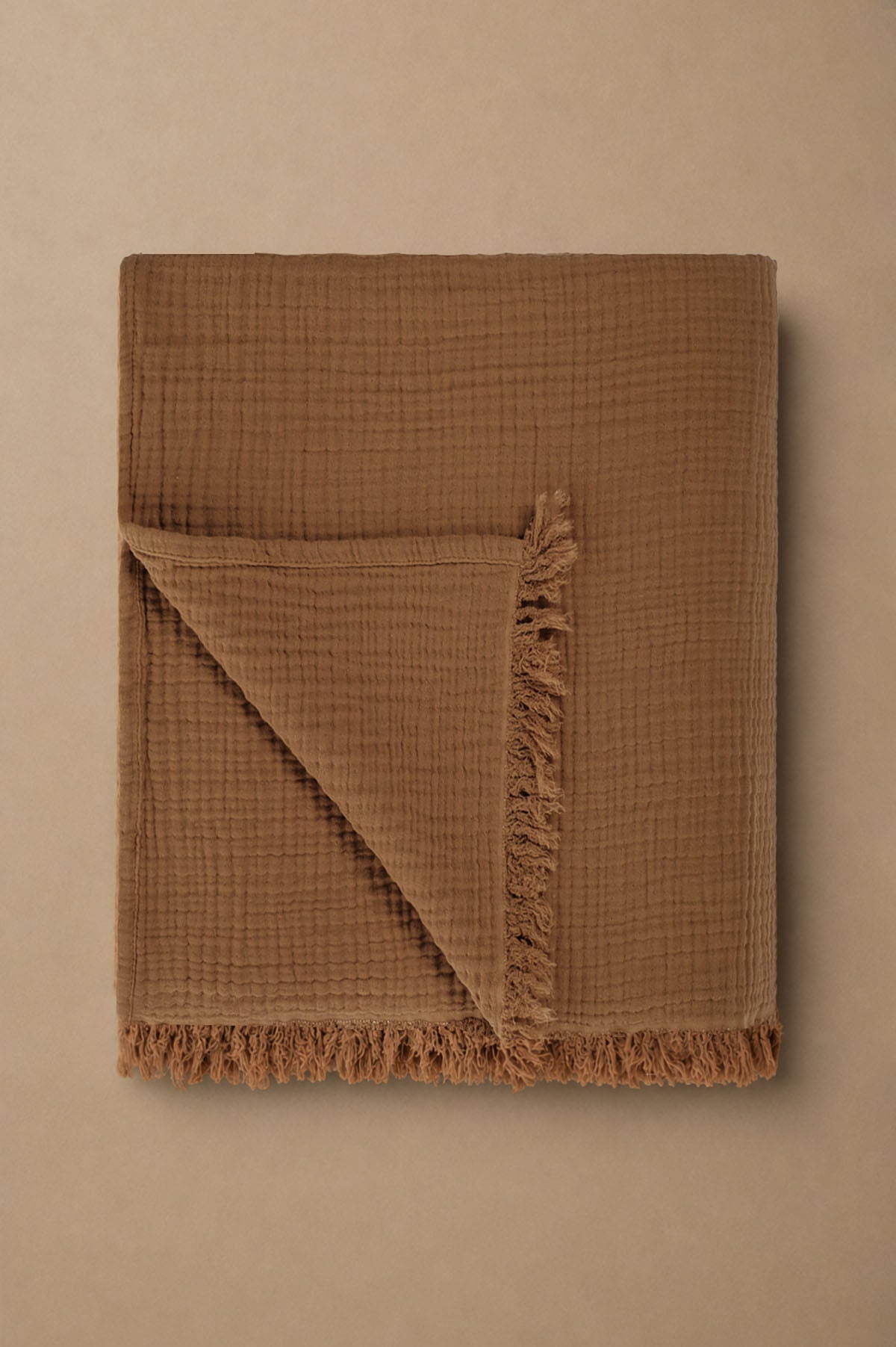 Cocoon Gauze Bed Cover Caramel