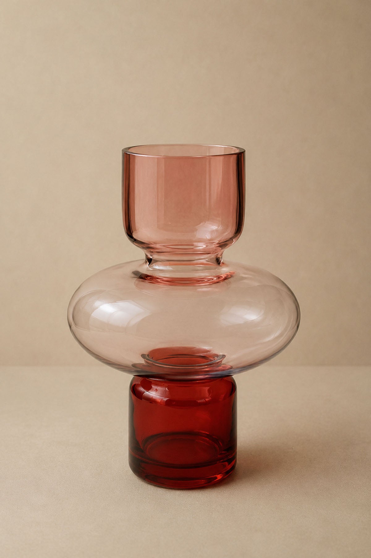 Colourful Stack Glass Vase Red