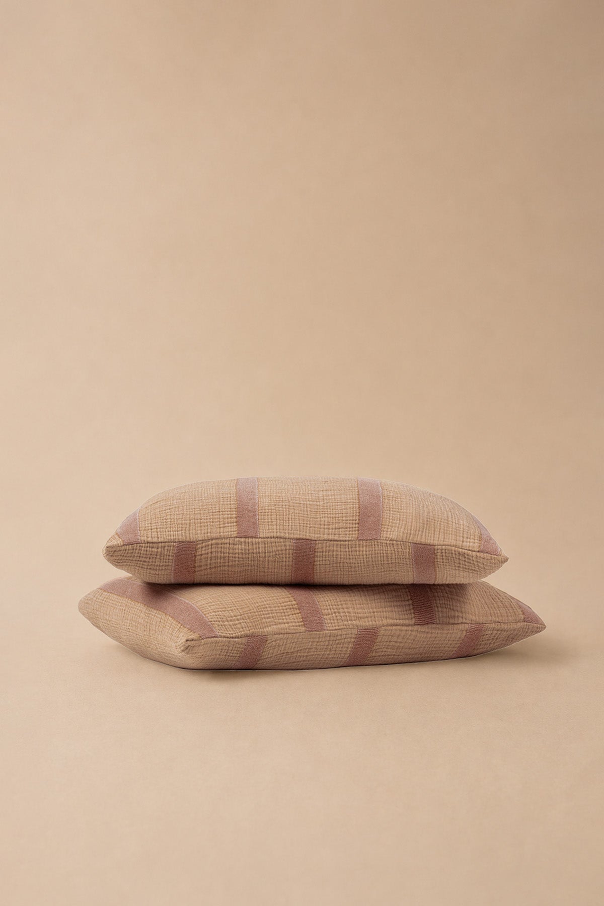 Corca Cotton Gauze Decor Pillowcase Set Of 2 Apricot