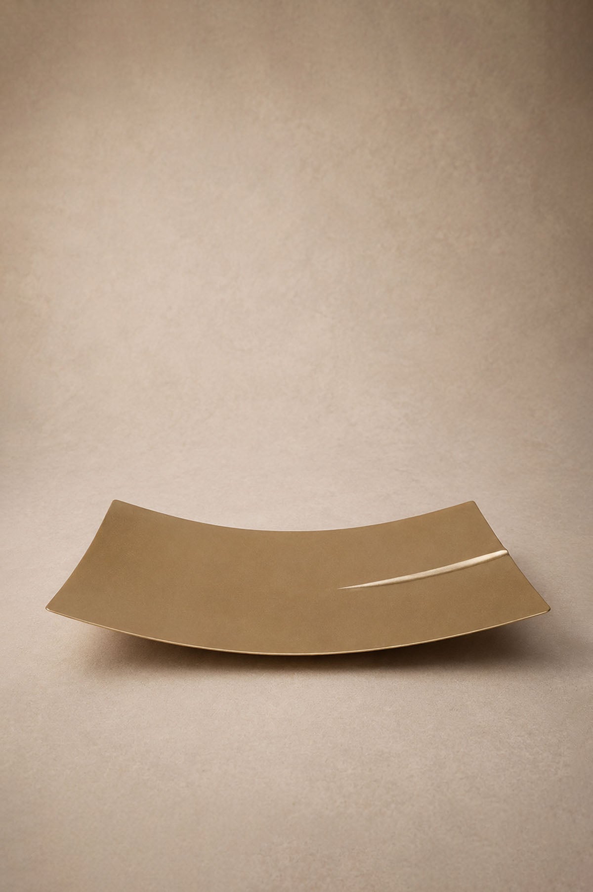 Crease Rectangular Matt Brass Plated Metal Decorative Object 15x30 cm