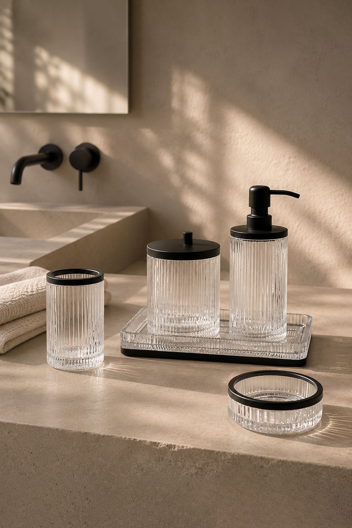 Crystal Patterned Clear Glass Cotton Jar