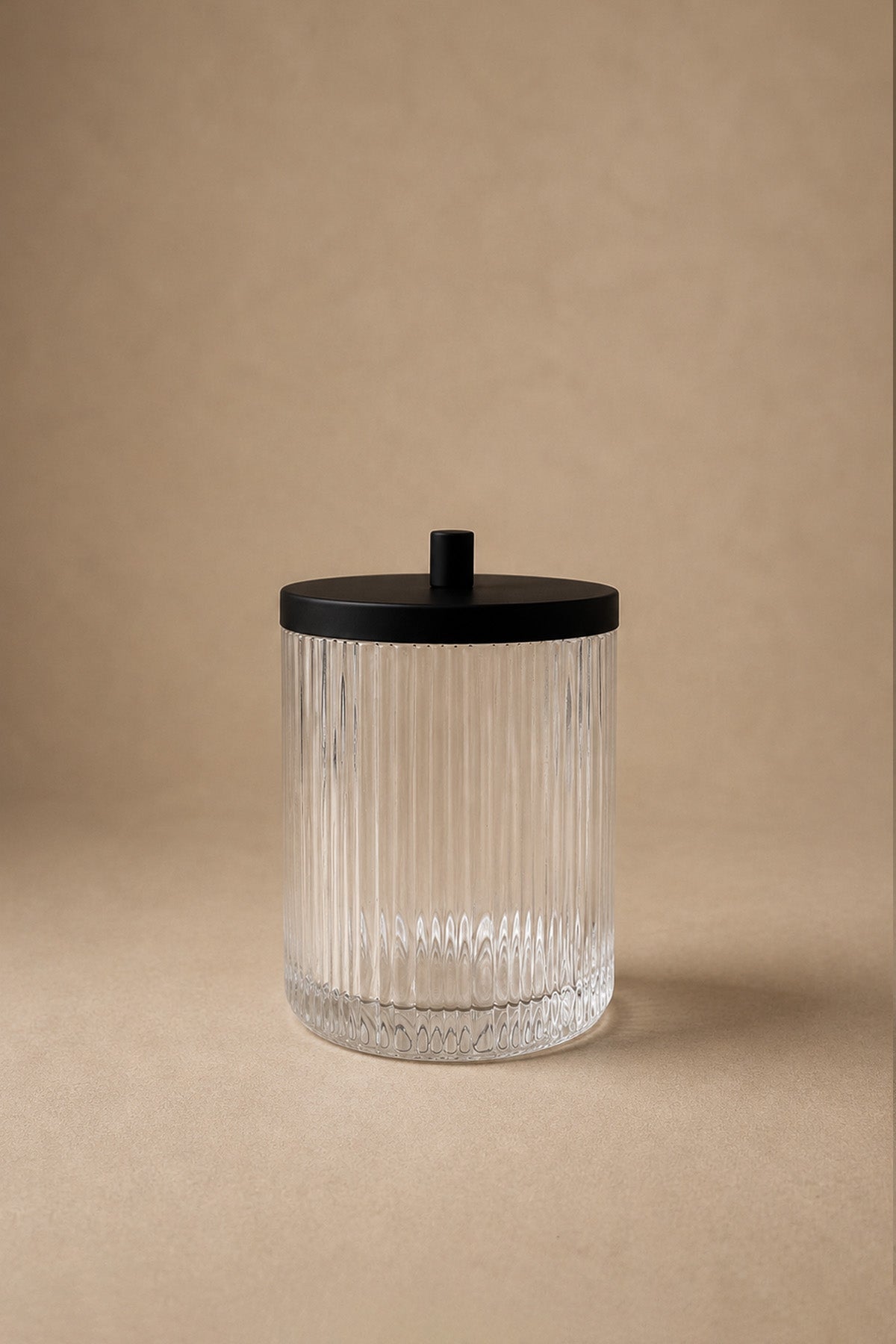 Crystal Patterned Clear Glass Cotton Jar