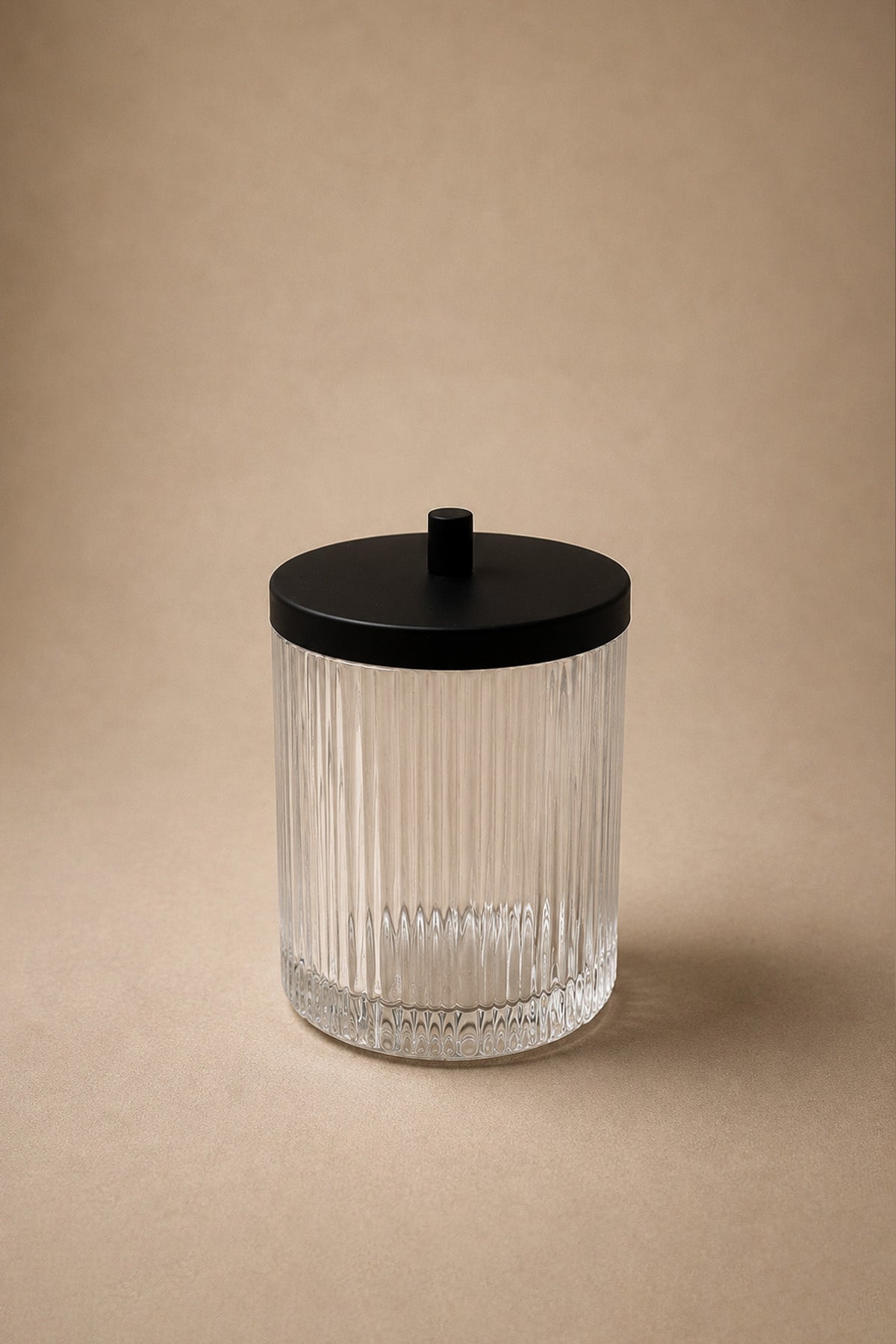 Crystal Patterned Clear Glass Cotton Jar