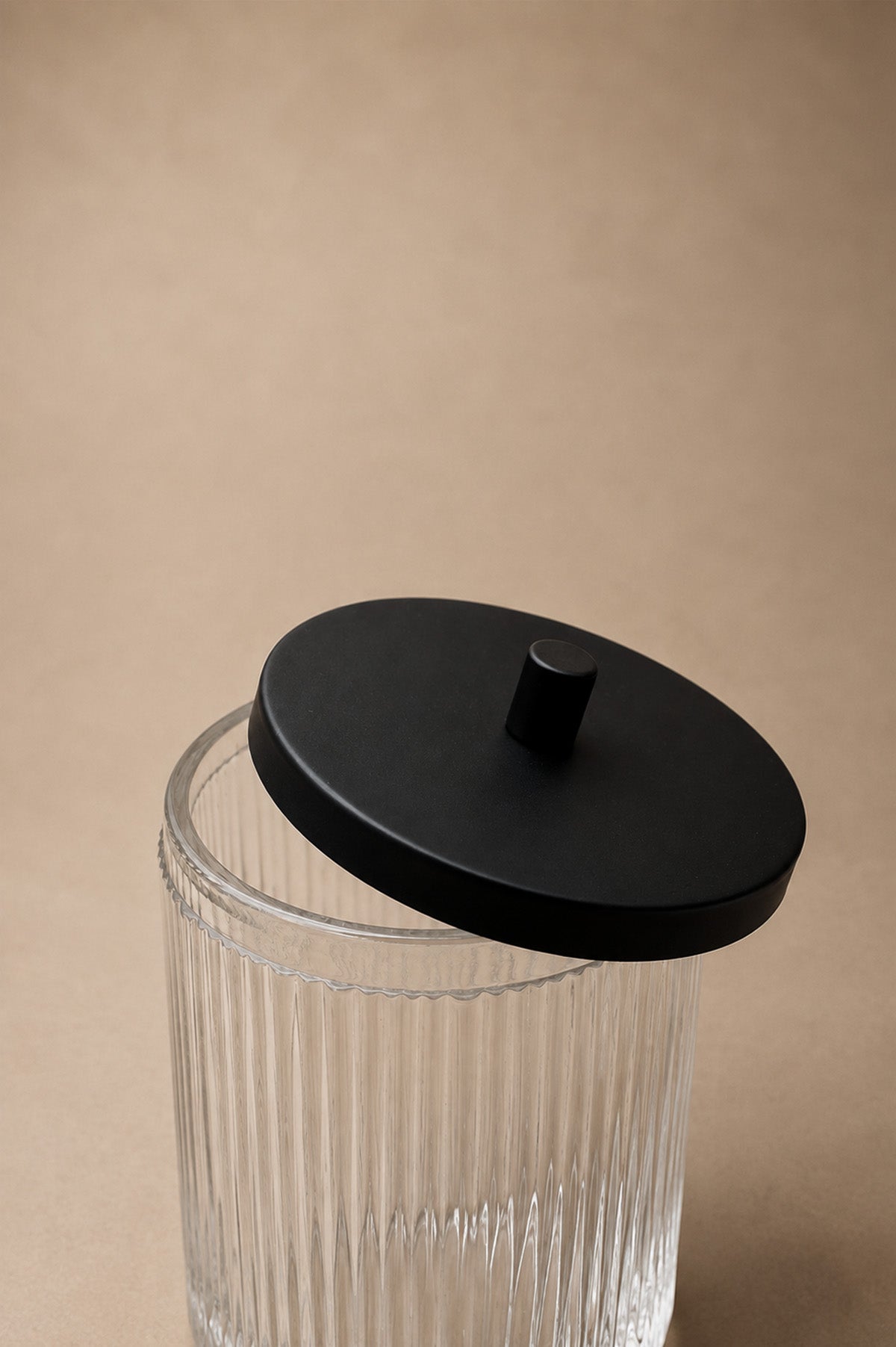 Crystal Patterned Clear Glass Cotton Jar