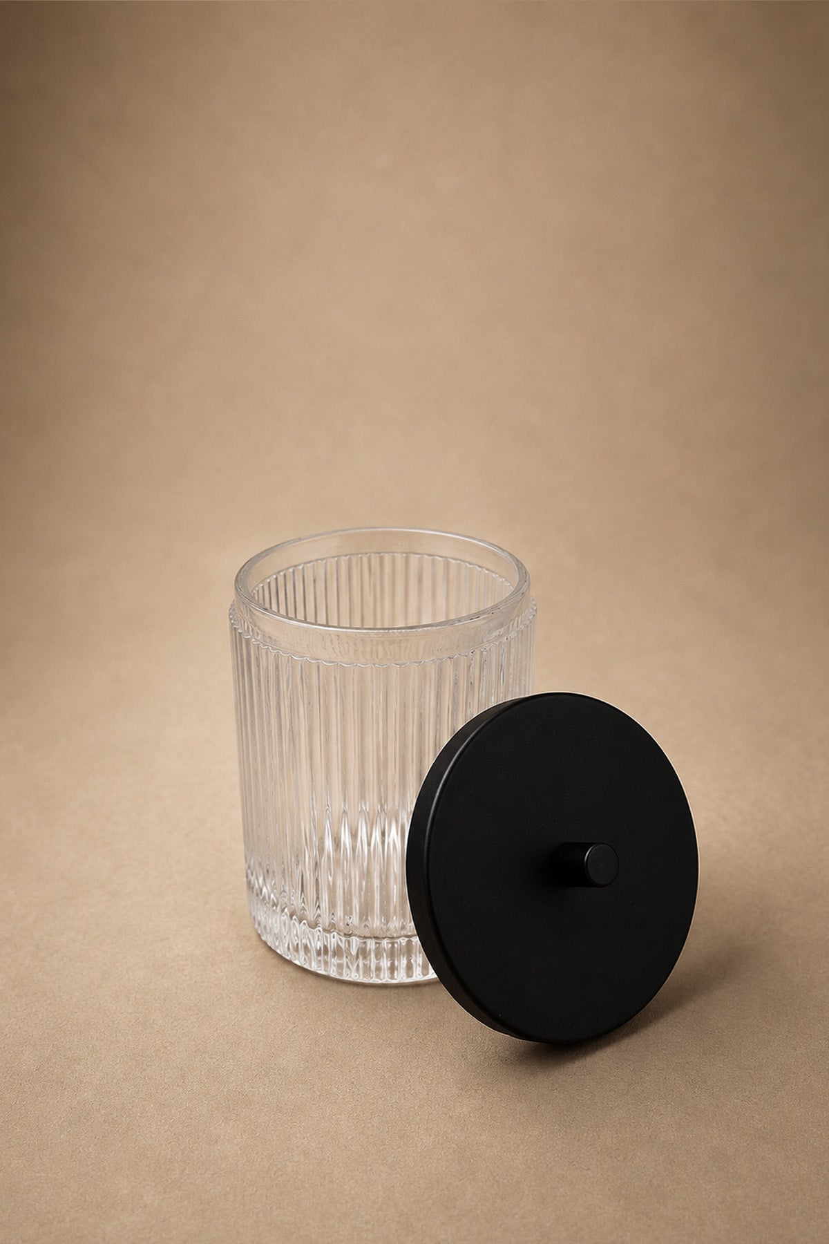 Crystal Patterned Clear Glass Cotton Jar