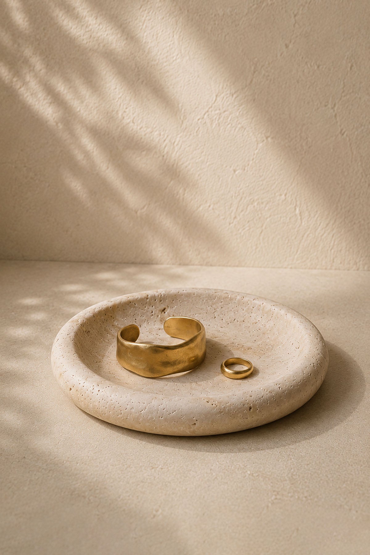 Decorative Marble Travertine Low Bowl