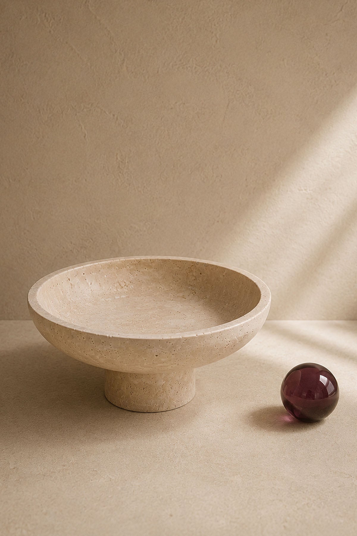 Decorative Travertine Marble Pedestal Bowl
