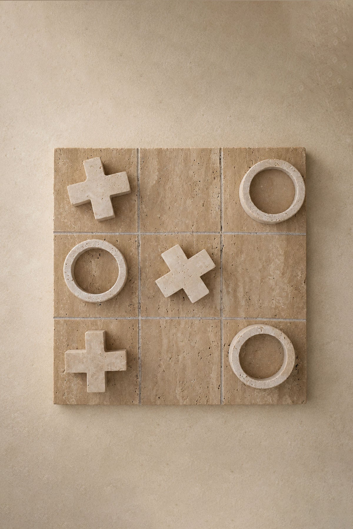 Decorative Travertine Tic-Tac-Toe / XOX Set