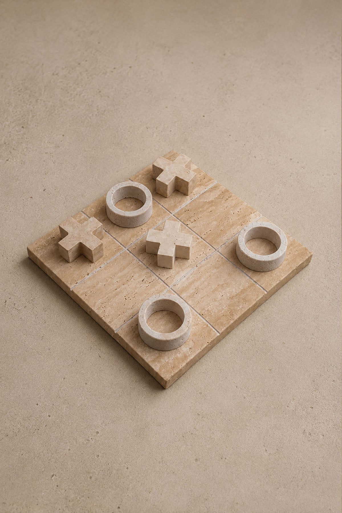 Decorative Travertine Tic-Tac-Toe / XOX Set