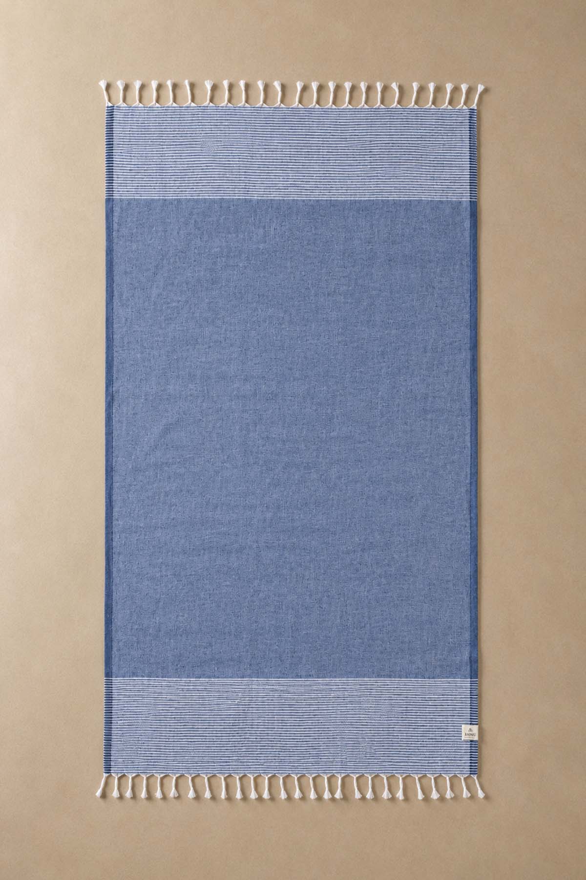 Deep Stripy Cotton Pestemal Turkish Towel Indigo