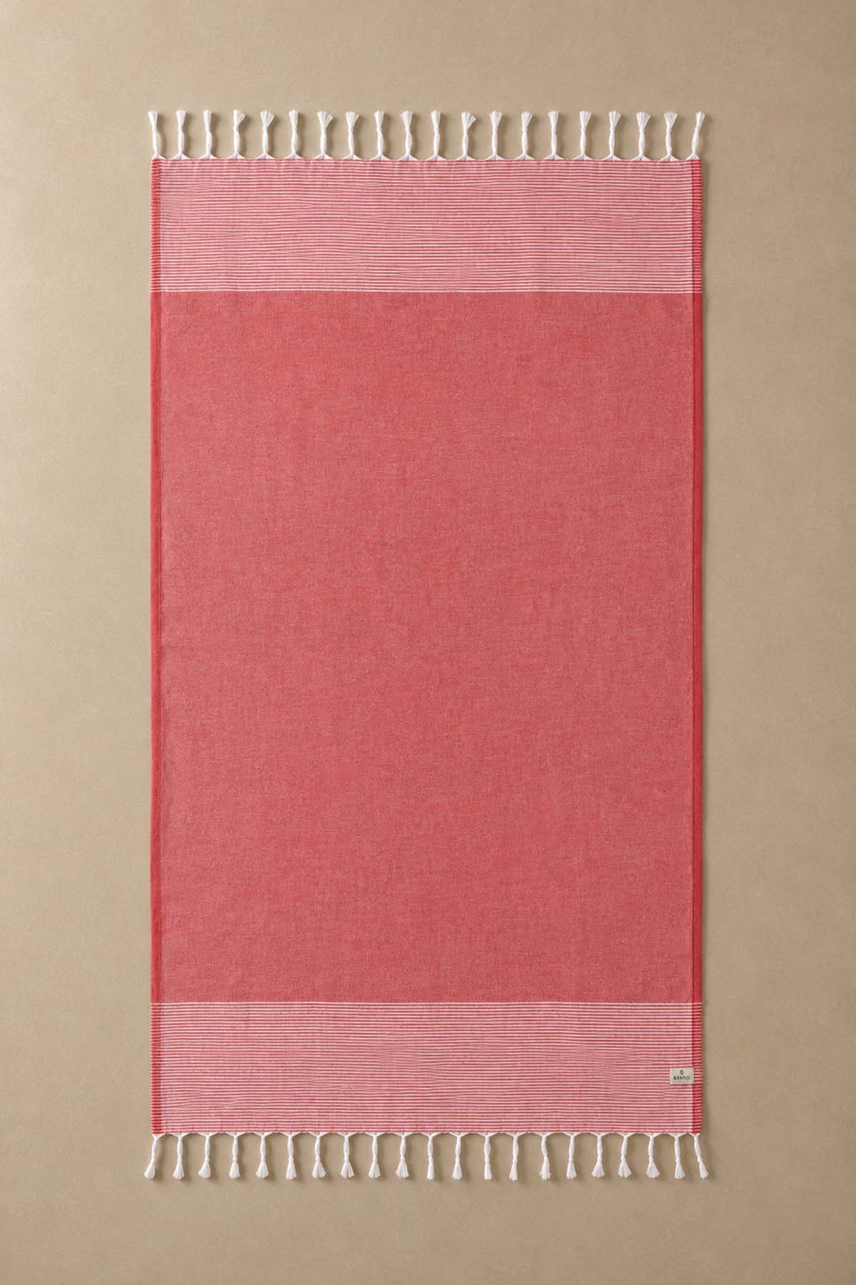 Deep Stripy Cotton Pestemal Turkish Towel Red