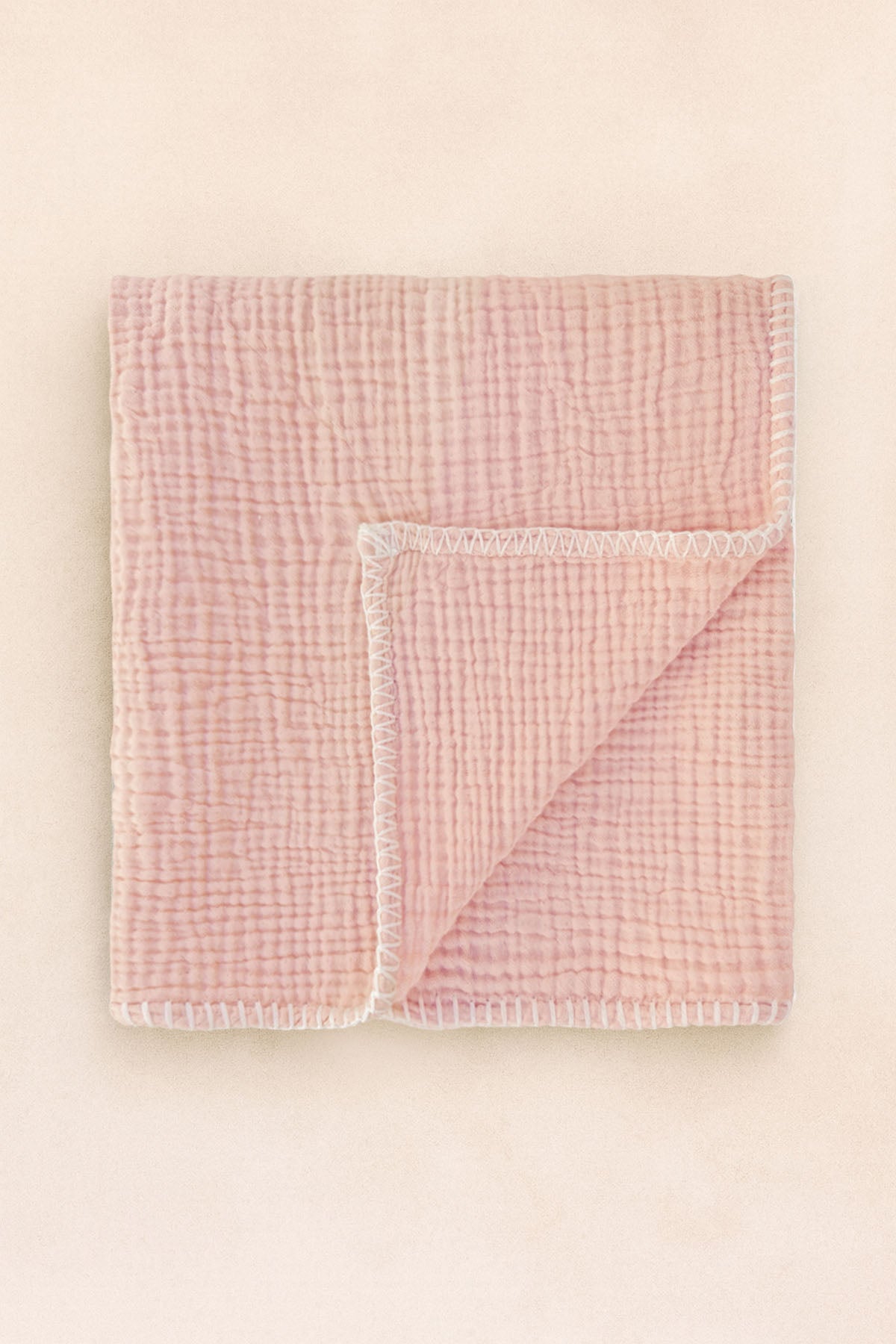 Decorative Stitched Baby Blanket Pink
