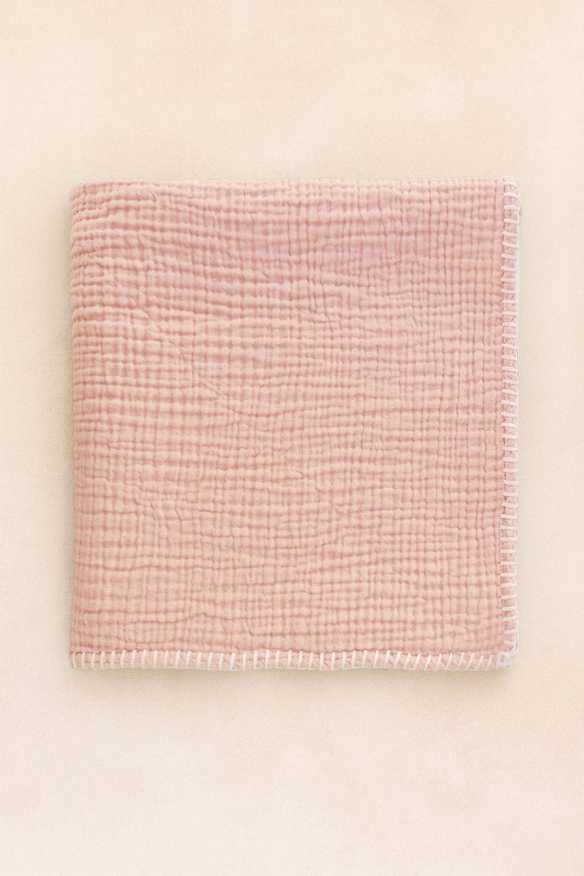 Decorative Stitched Baby Blanket Pink