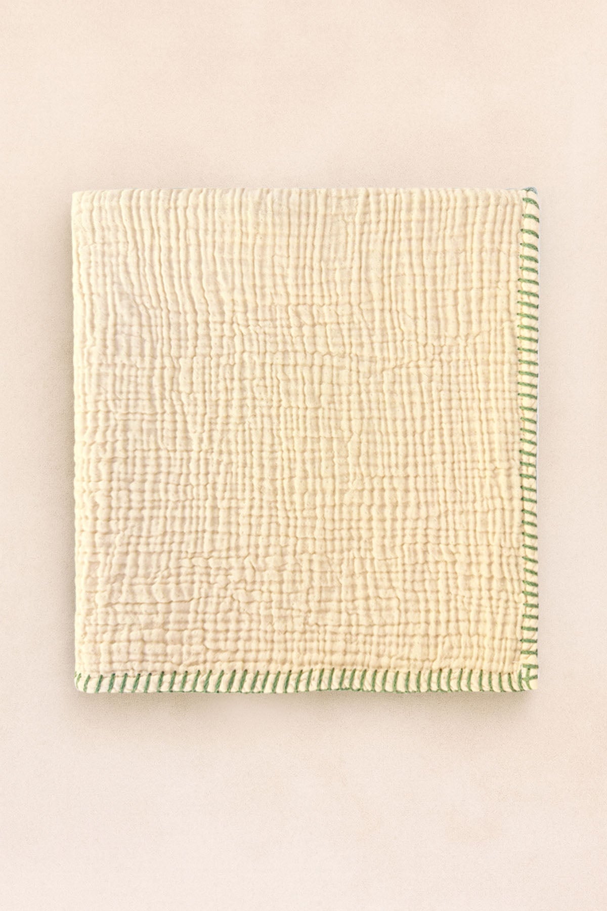 Decorative Stitched Baby Blanket Pale Yellow