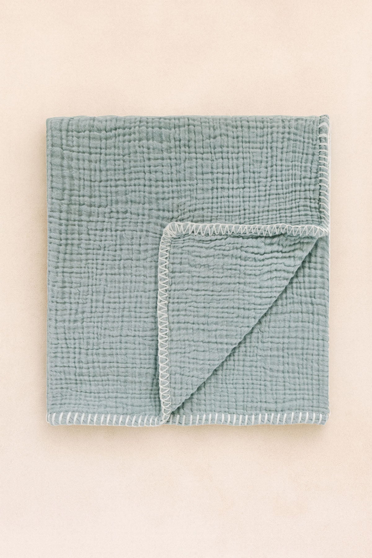 Decorative Stitched Baby Blanket Green