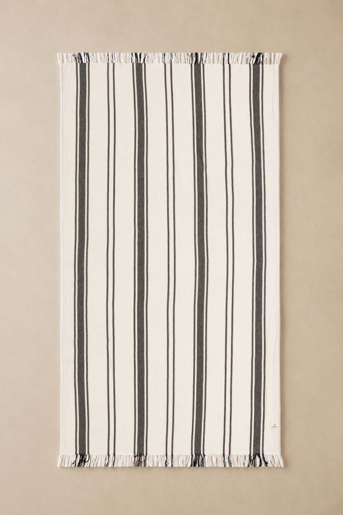 Earth Stripe Pestemal, Turkish Towel Black