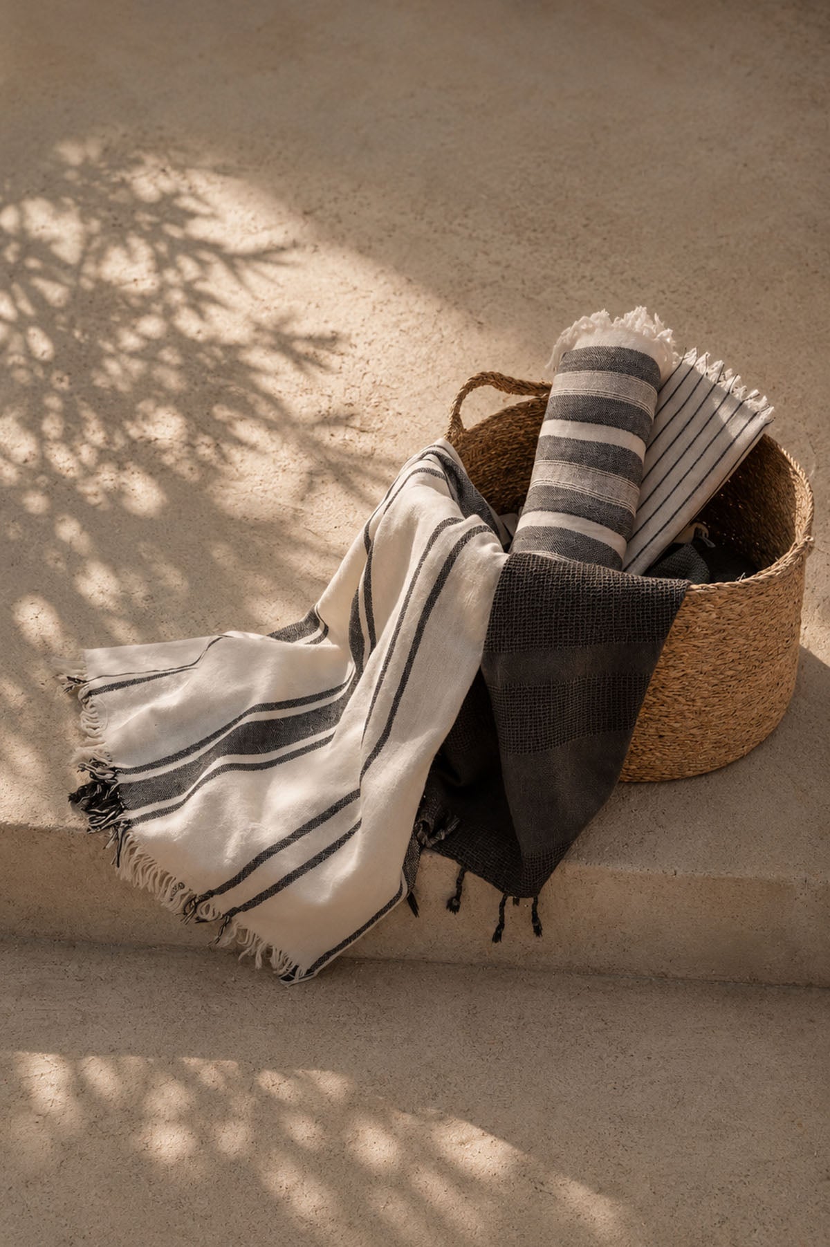 Earth Stripe Pestemal, Turkish Towel Black