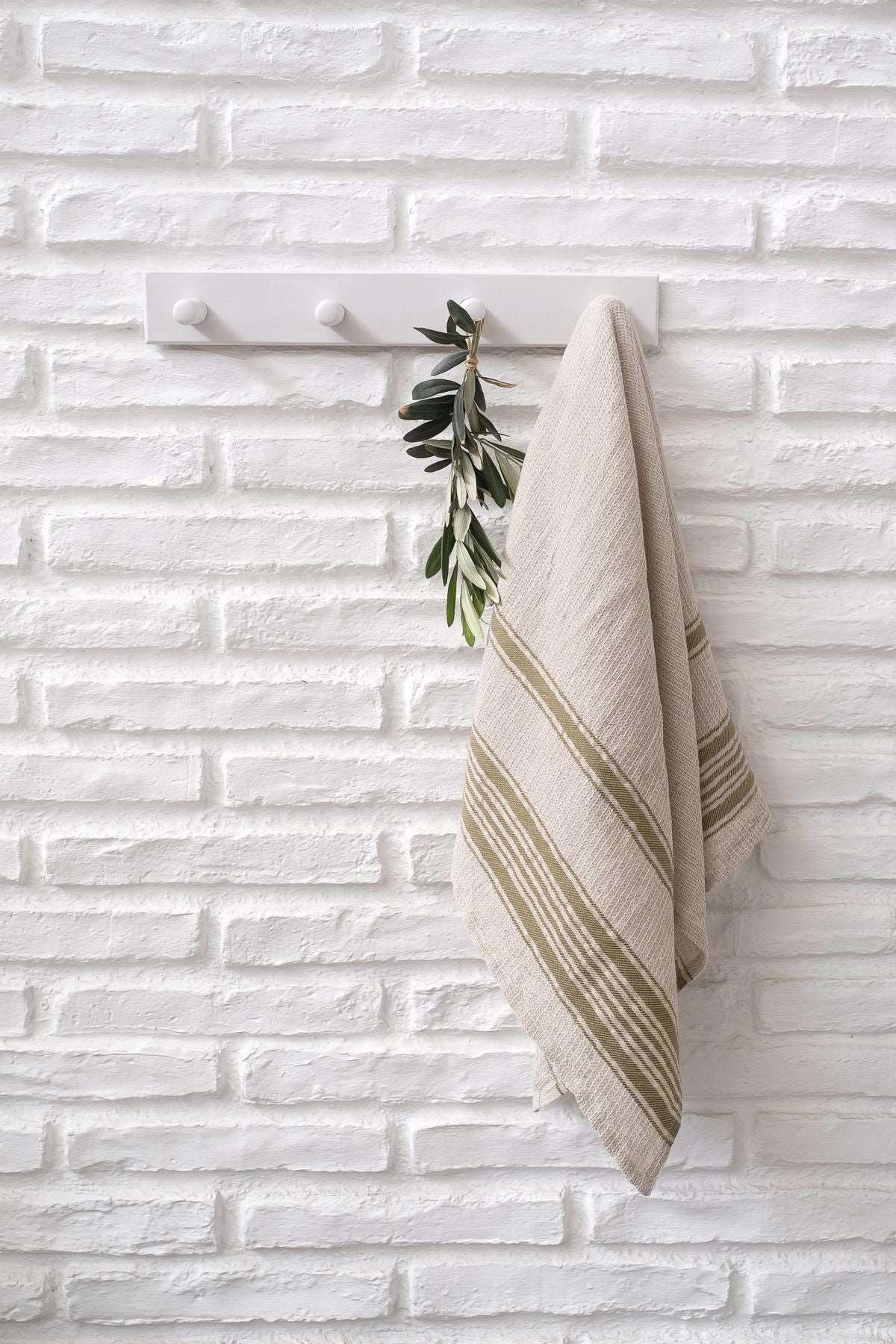 Epicure 2'li Mutfak Havlusu Seti Keten-Haki Çizgili