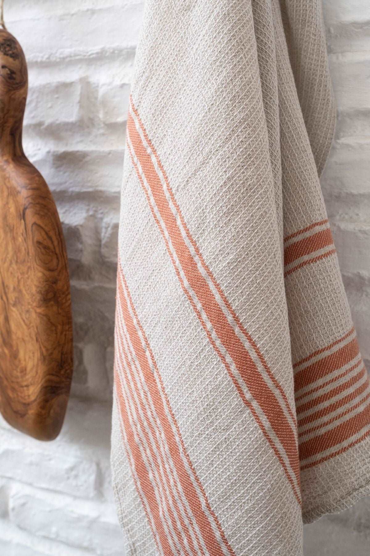 Epicure 2'li Mutfak Havlusu Seti Keten-Turuncu Çizgili