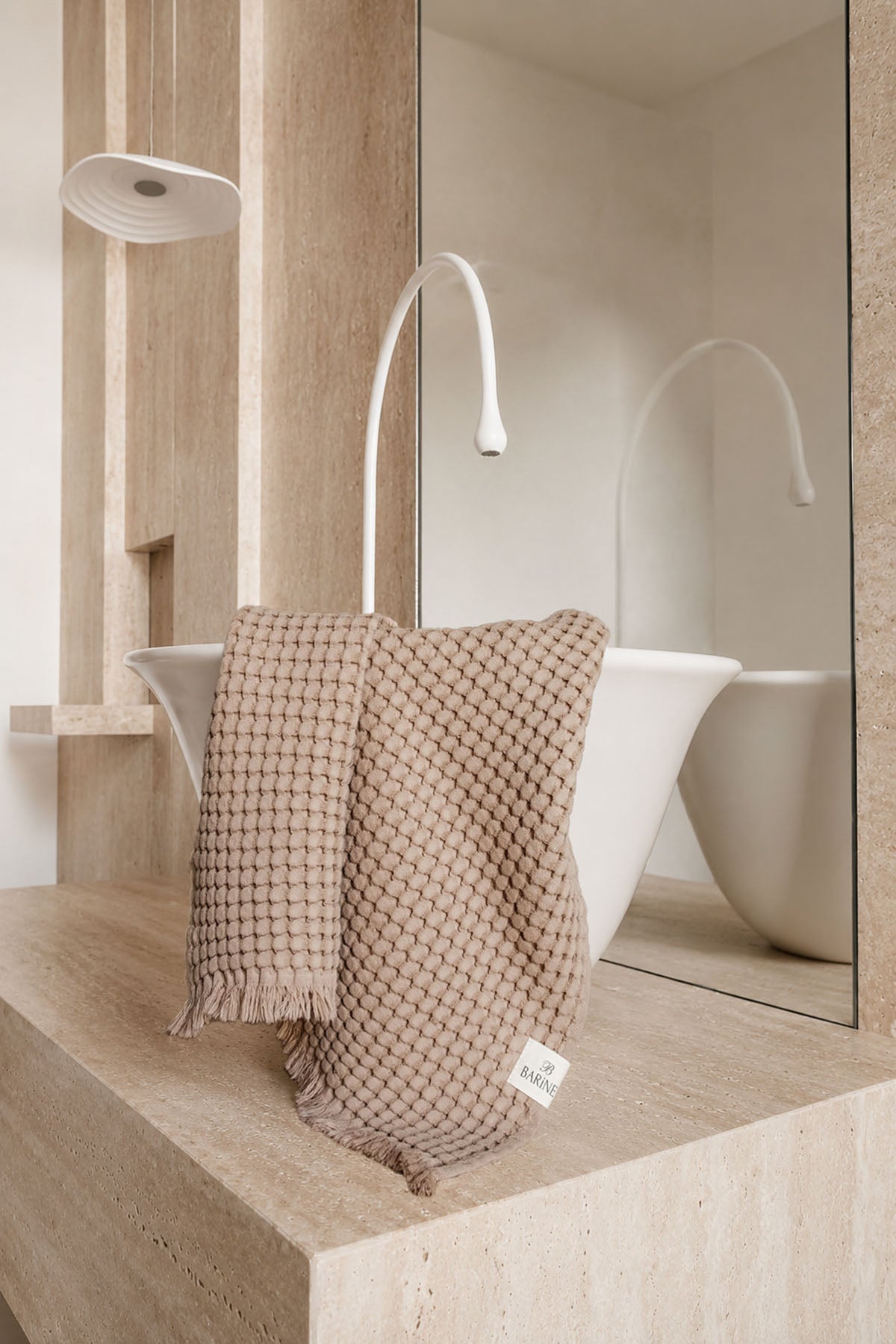 Eye Waffle Towel Beige