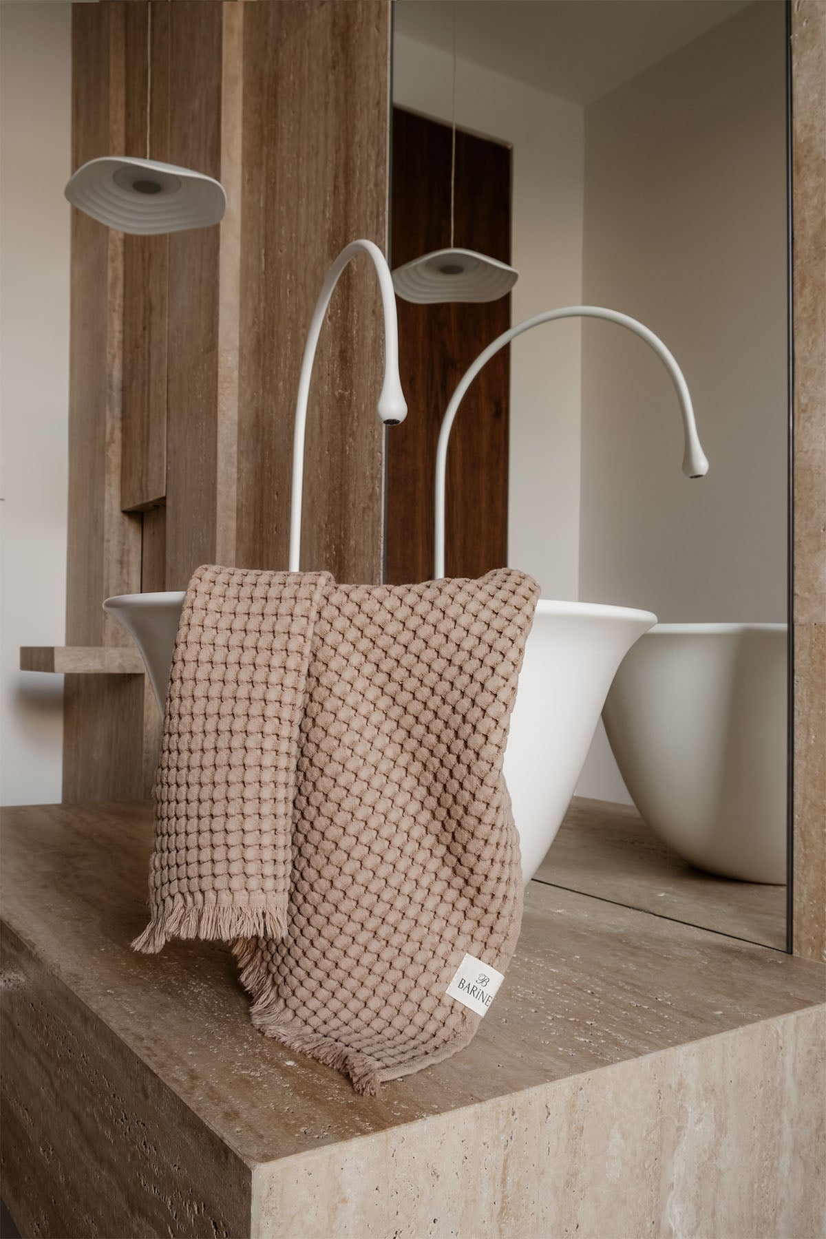 Eye Waffle Towel Set Of 2 Beige